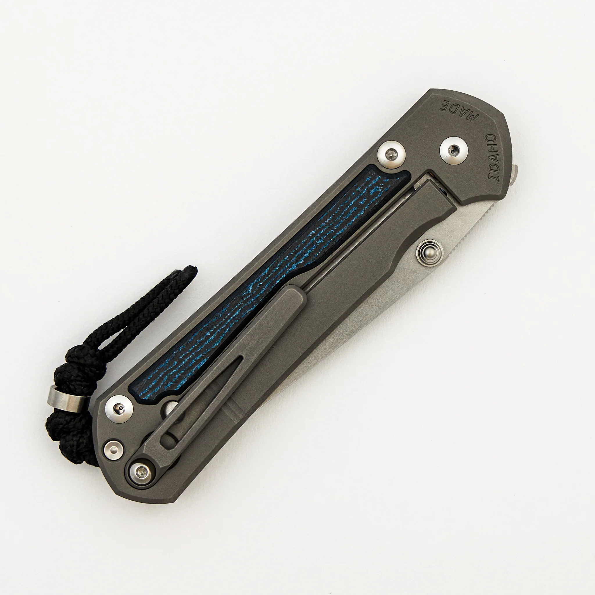 Large Sebenza 31 - Ocean Blue CarboTi Inlay - Tanto CPM MagnaCut Blade - MIM Clip - Silver Double Thumb Lugs - R1 Invitational 2026 - Image 4