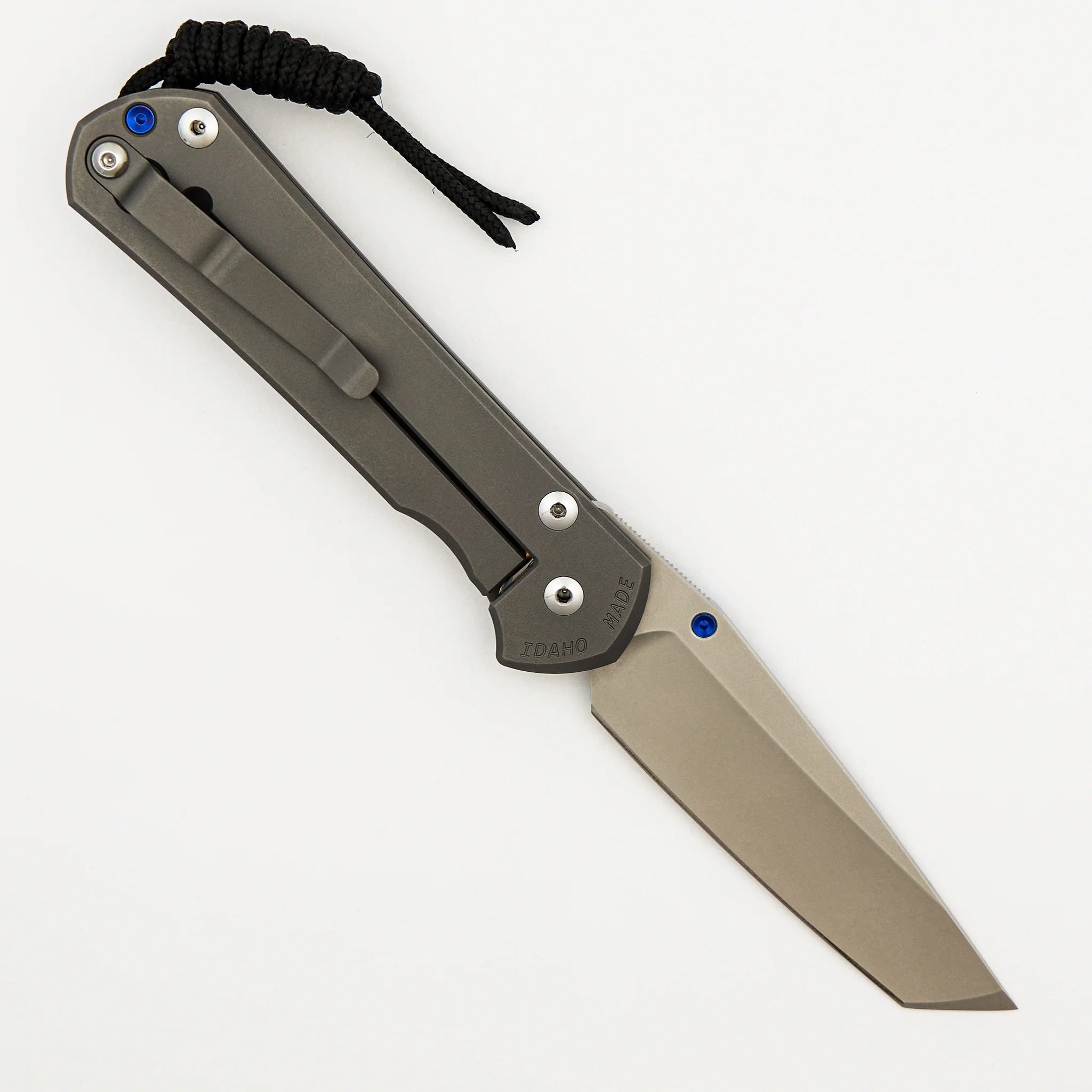 Large Sebenza 31 - Tanto CPM MagnaCut Blade - Glass Blasted - Blue Single Thumb Lug - Image 2