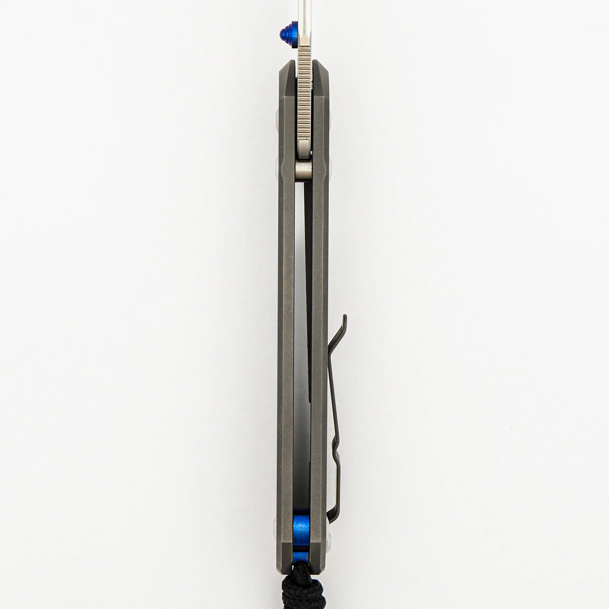 Large Sebenza 31 - Tanto CPM MagnaCut Blade - Glass Blasted - Blue Single Thumb Lug - Image 7