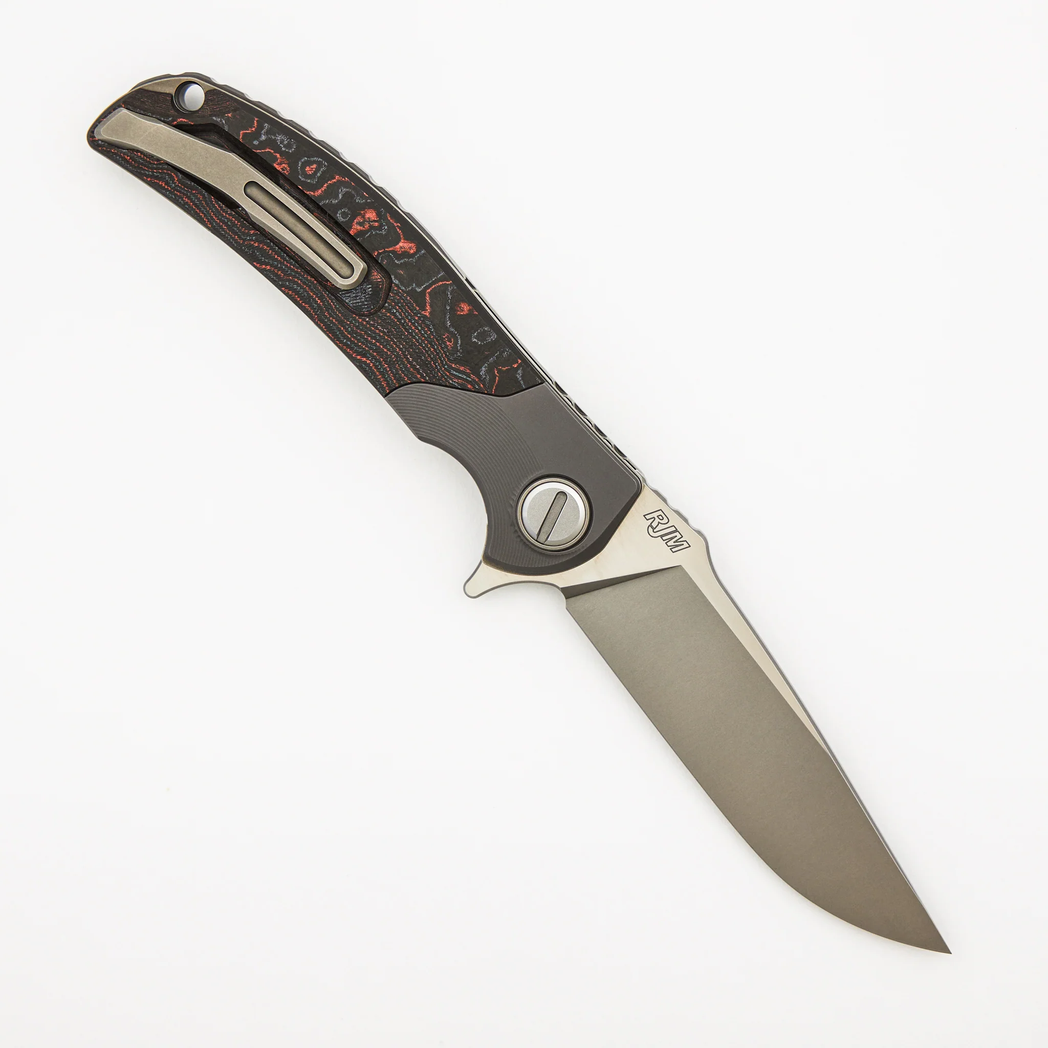 RQ36 – Titanium/Lava & Ash CarboTi Handle – S110V Blade – SRRBS (RJ Martin Design) - Image 2