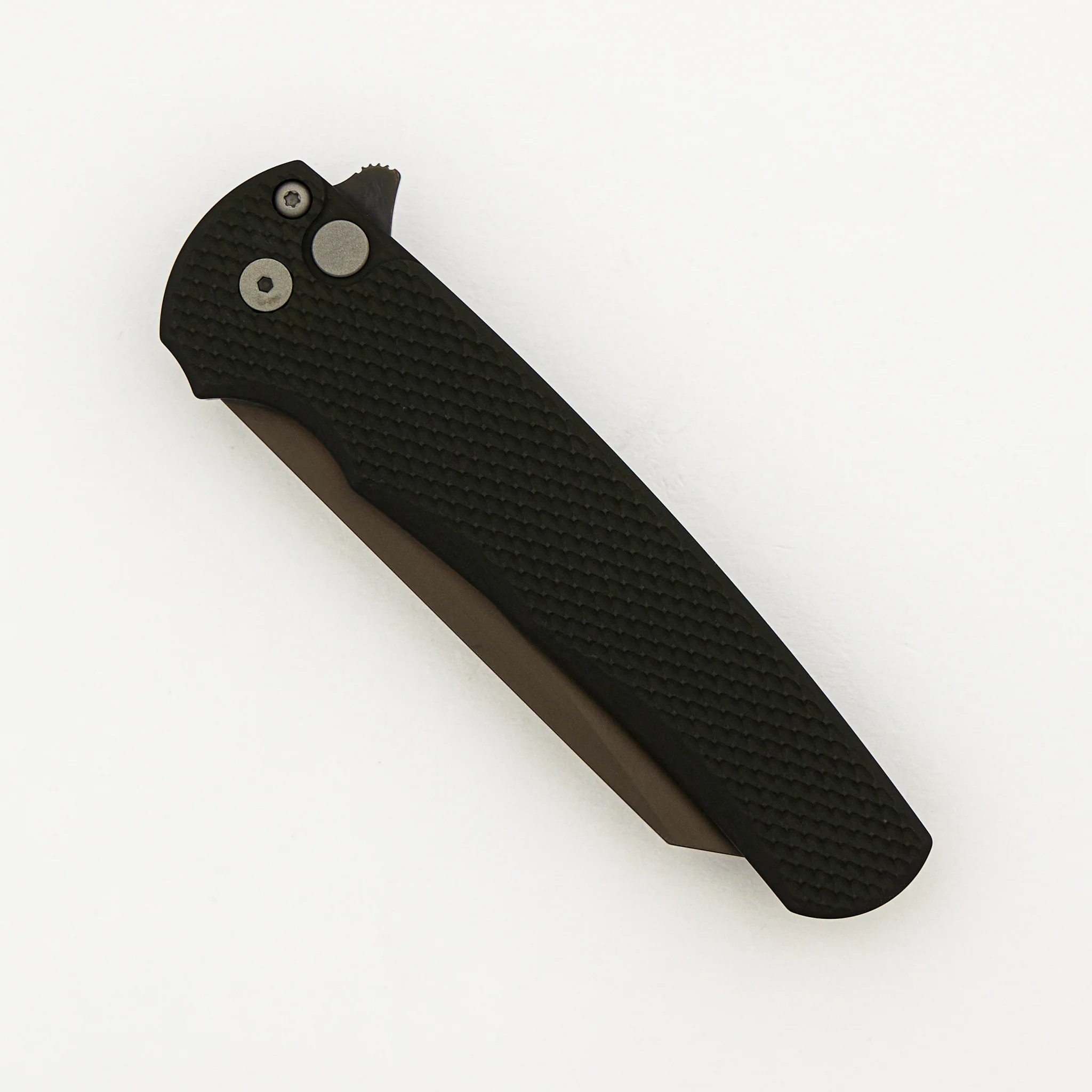 Malibu Flipper - 5406-SG Green - Textured Green Aluminum Handle - Smokey Grey DLC MagnaCut Reverse Tanto Blade - Image 3