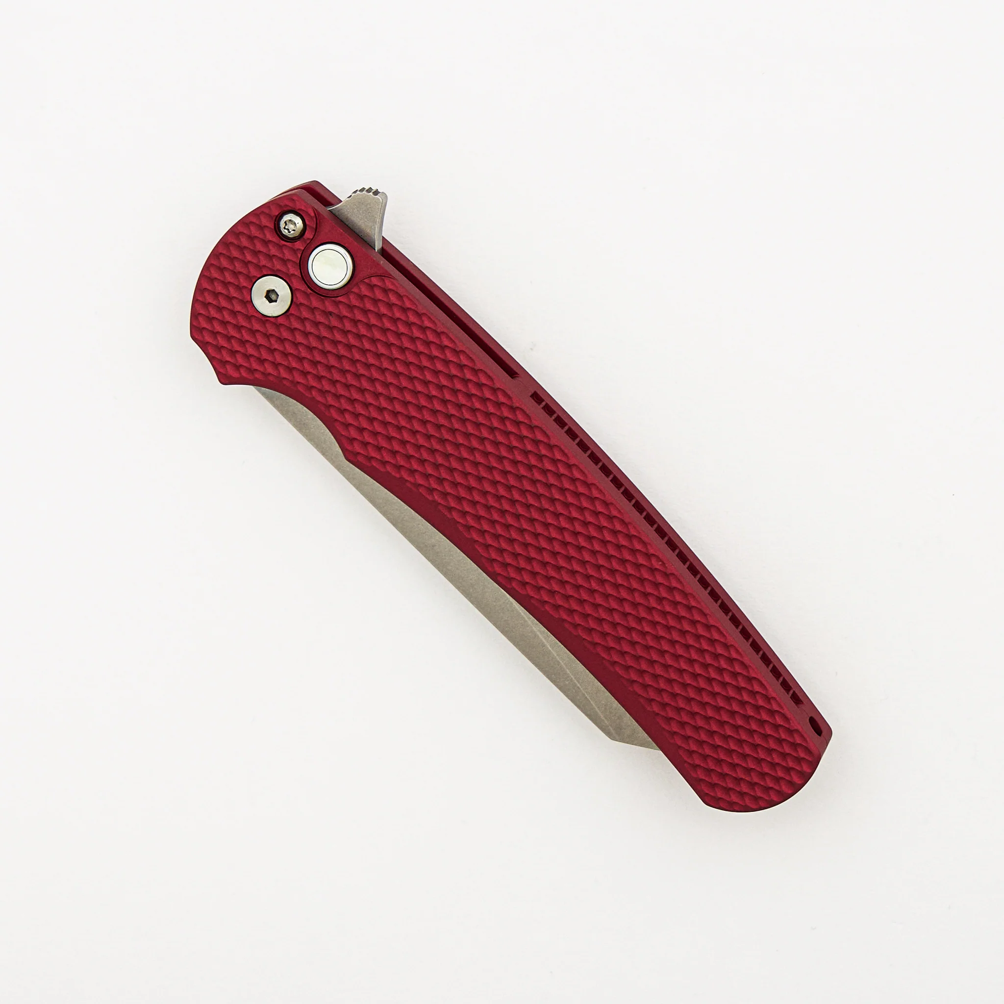Malibu Flipper - Red Textured Handle - Stonewash Reverse Tanto MagnaCut Blade - 5405 LTD-RED - Image 3