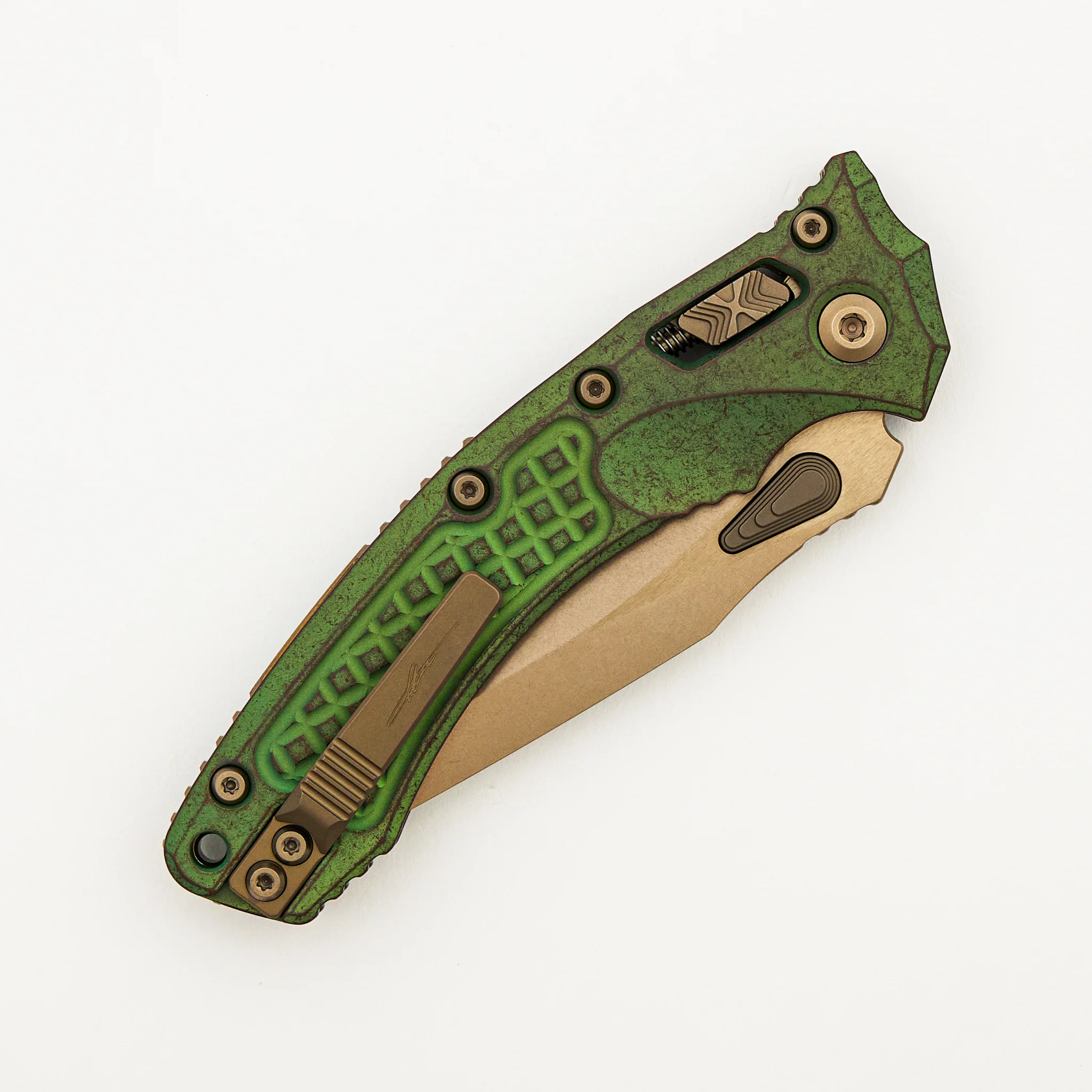"Marfione Select" Amphibian - RAM-LOK Bronzed Stonewash Finish Antique Green Anodized Frag Pattern Titanium W/ Bronze Accent 137RL-13FRMS1 - Image 4