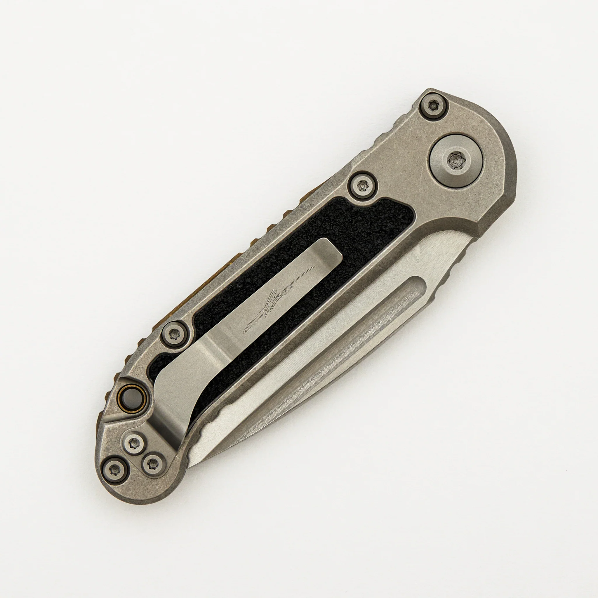 "Marfione Select" L.U.D.T. Clip Point Stonewash Finish Titanium W/ Textured Inlay and Bronze Titanium Accent 1135-10MS8 - Image 4