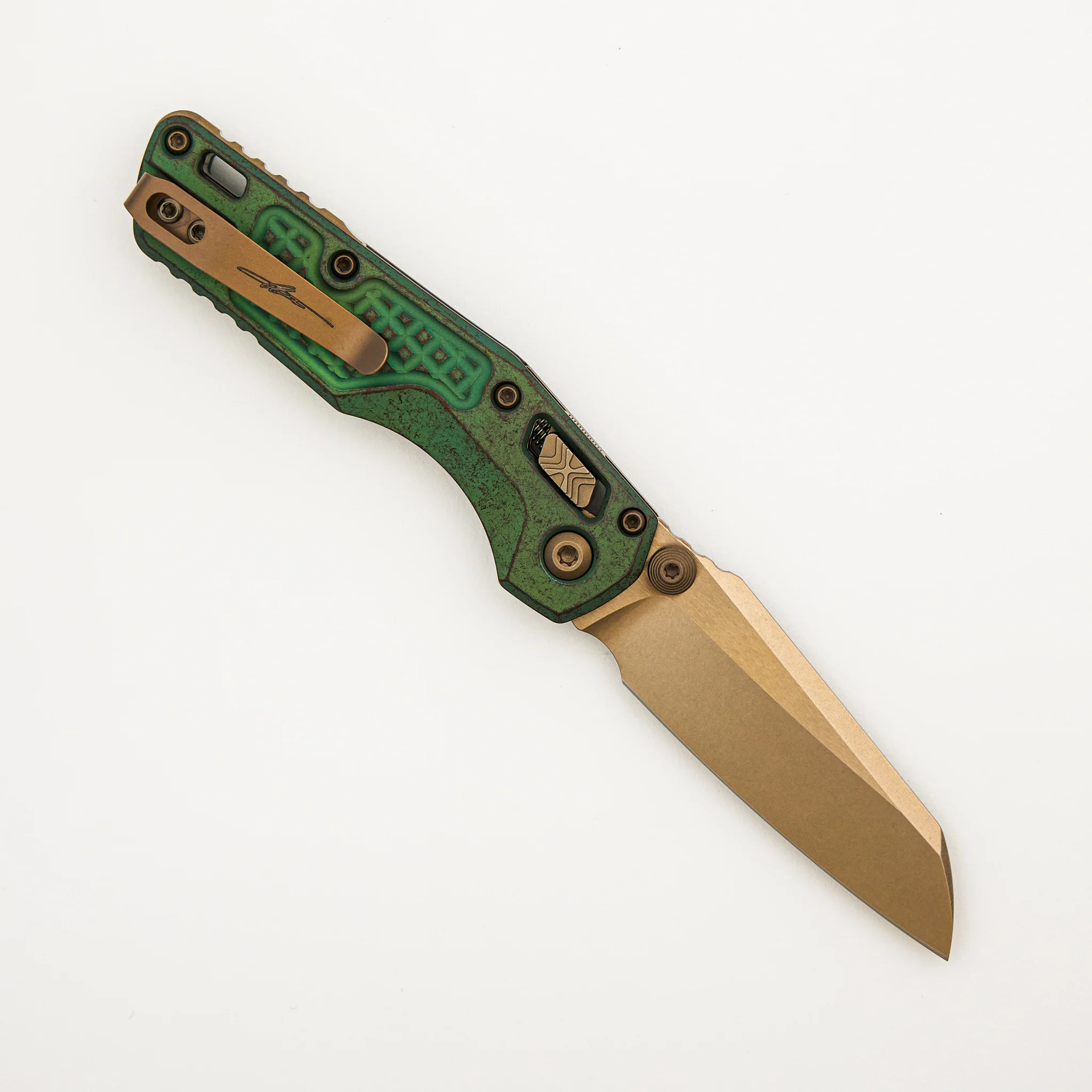 "Marfione Select" MSI Mini S/E Bronzed Stonewash Finished Antique Green Anodized Frag Pattern Titanium W/ Bronze Accent 210M-13FRMS2 - Image 2