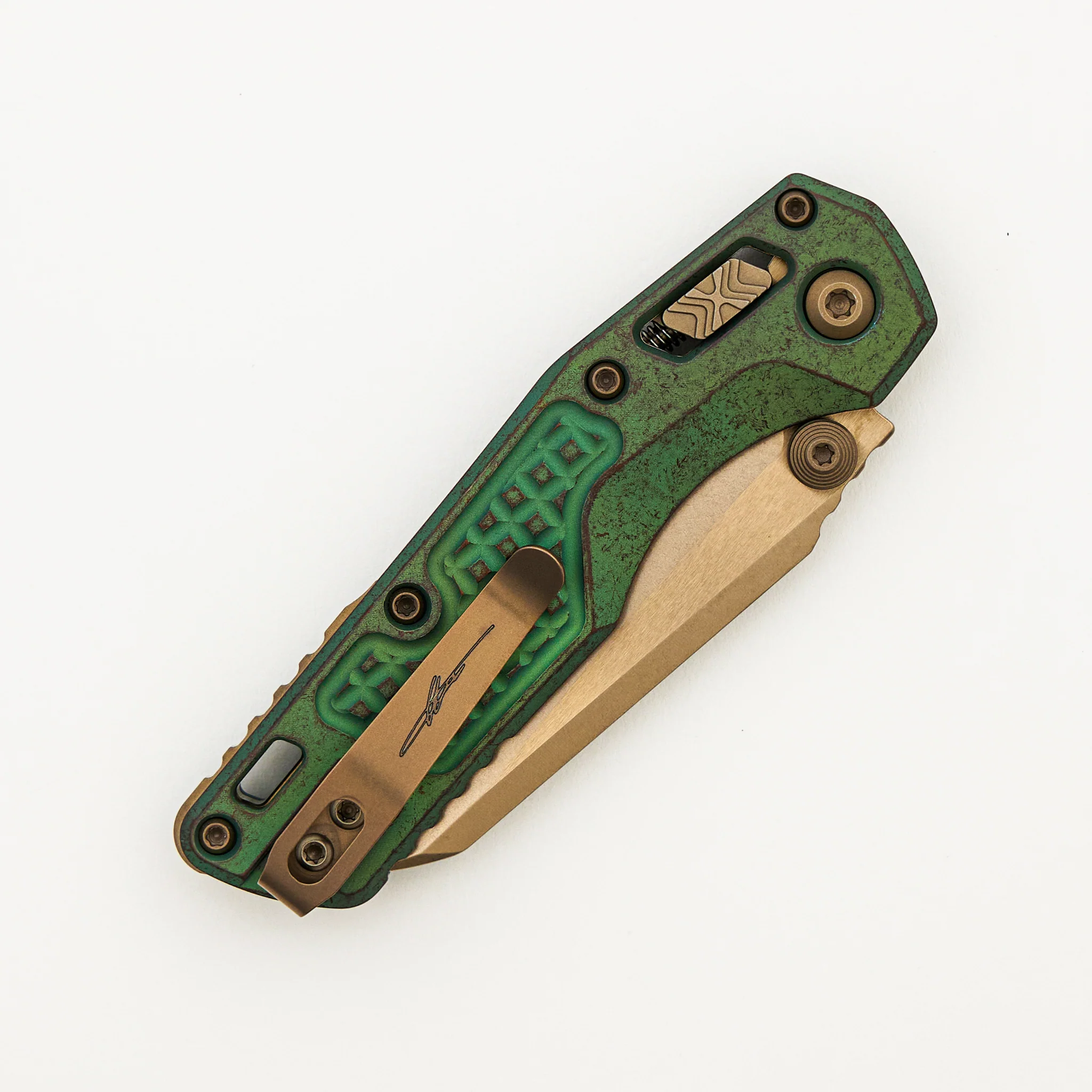 "Marfione Select" MSI Mini S/E Bronzed Stonewash Finished Antique Green Anodized Frag Pattern Titanium W/ Bronze Accent 210M-13FRMS2 - Image 4