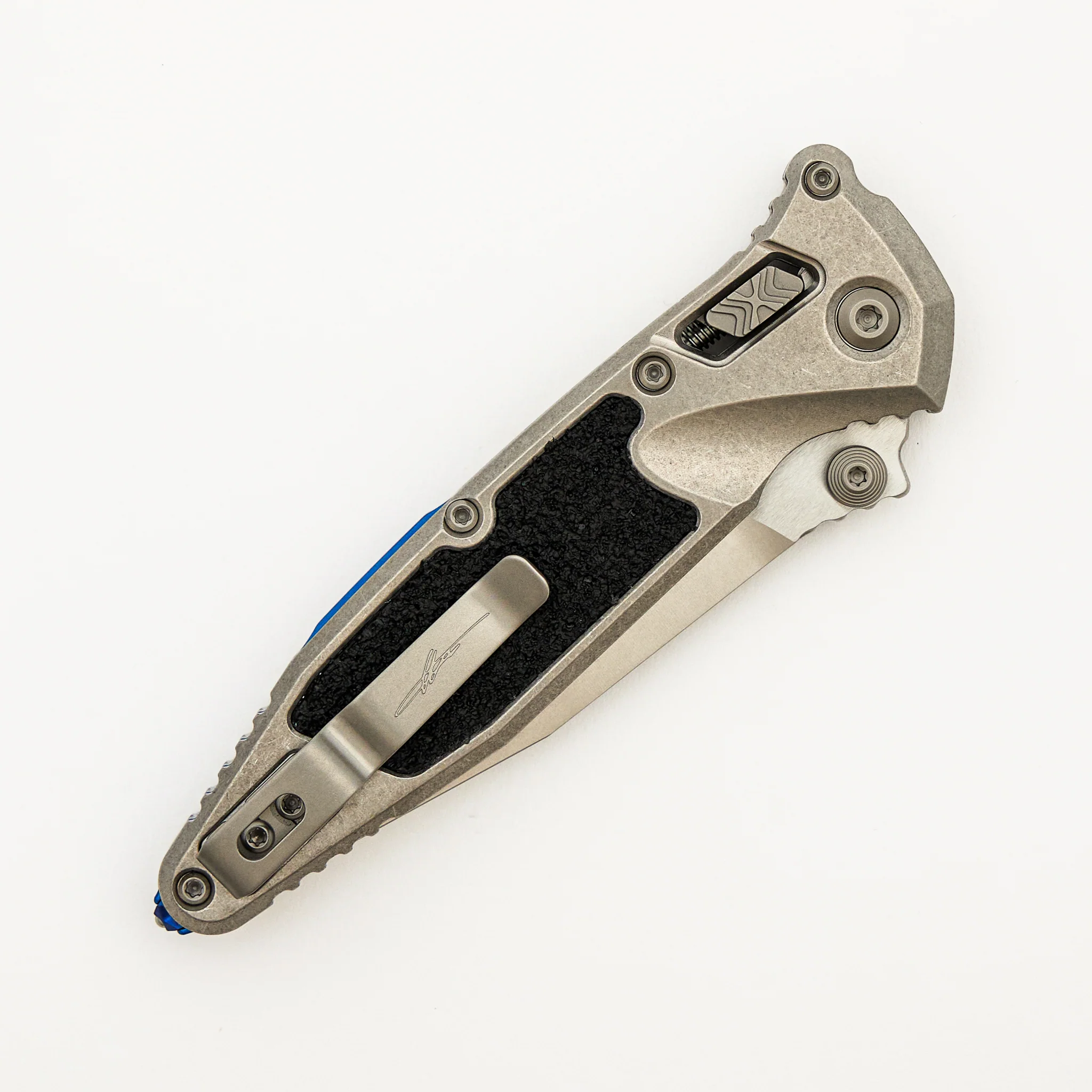 "Marfione Select" Socom RAM-LOK Spear Point Stonewash Finish Titanium W/ Textured Inlay & Blue Accents 160RL-10SMS3 - Image 4
