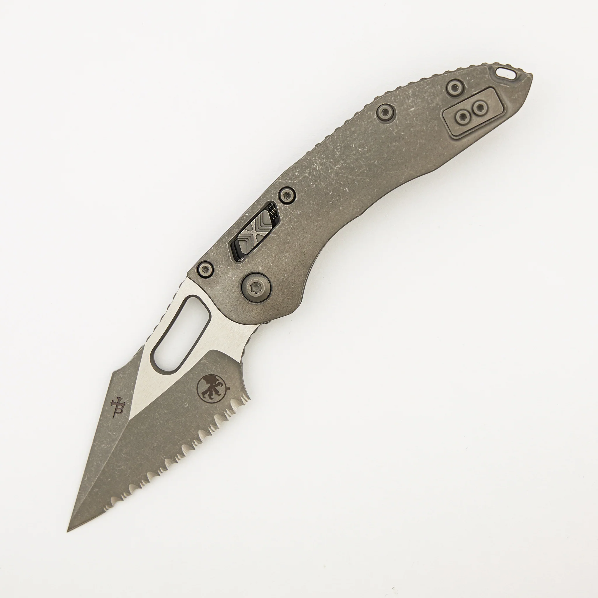 "Marfione Select" Stitch - RAM-LOK Full Serrated Apocalyptic Finish Slab Side Titanium 169RL-12APMS1