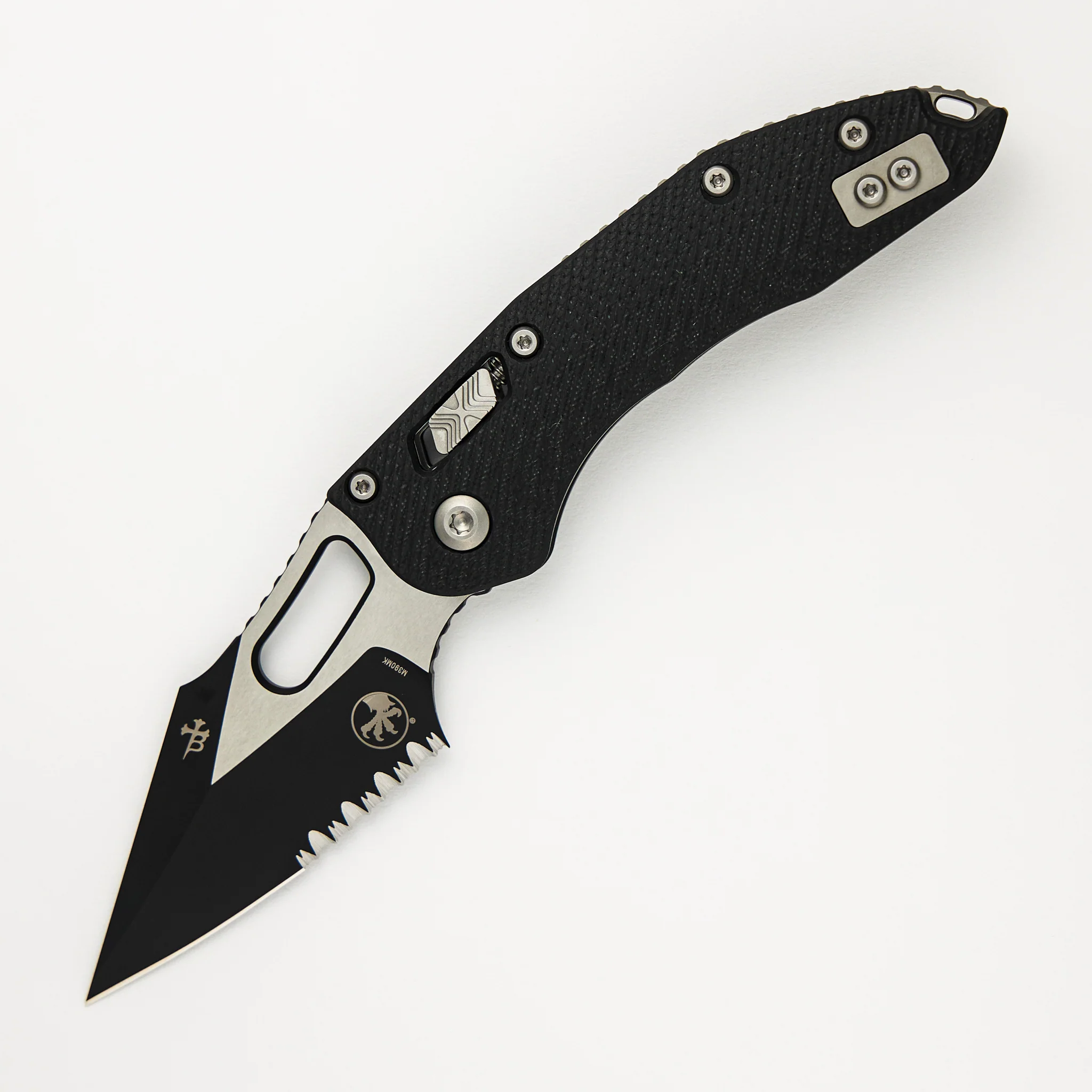 Stitch – RAM-LOK S/E Fluted G-10 Black Partial Serrated 169RL-2 FLGTBK (Borka Blades Design)