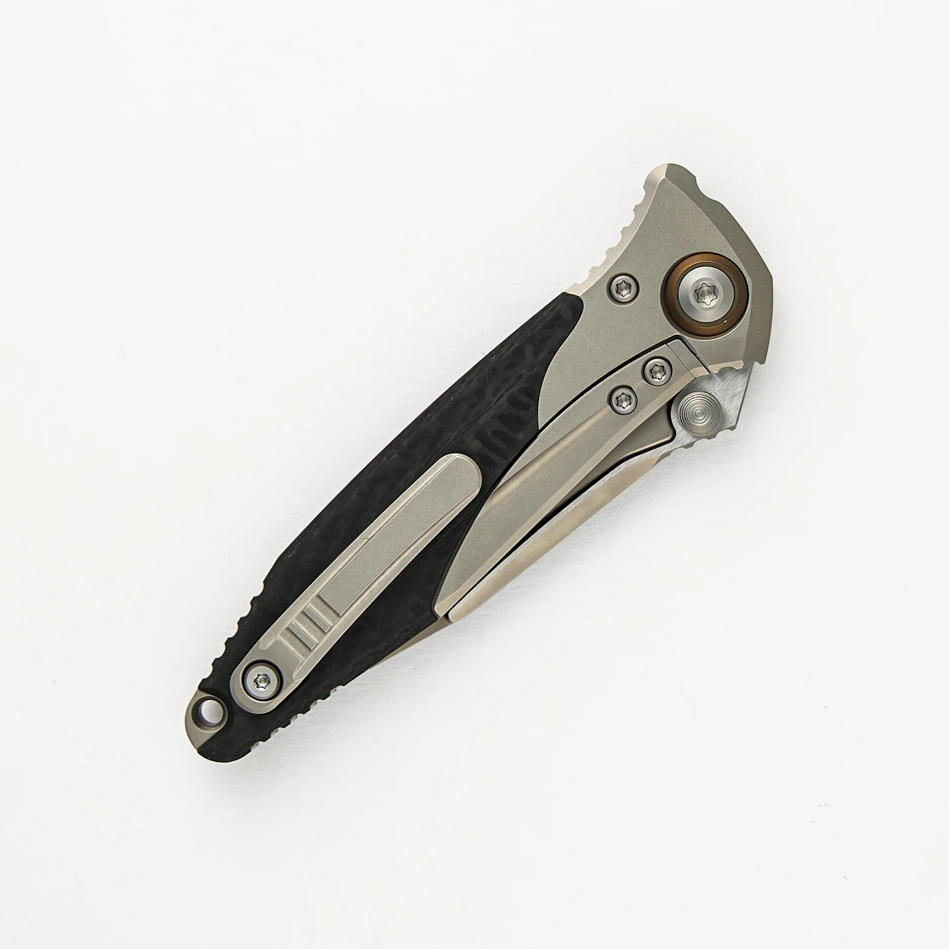 Socom Bravo Mini S/E Titanium/Carbon Fiber Handle Bead Blast Standard Fully Serrated Bronze Titanium Pivot Collar 260M-9CFTI - Image 4