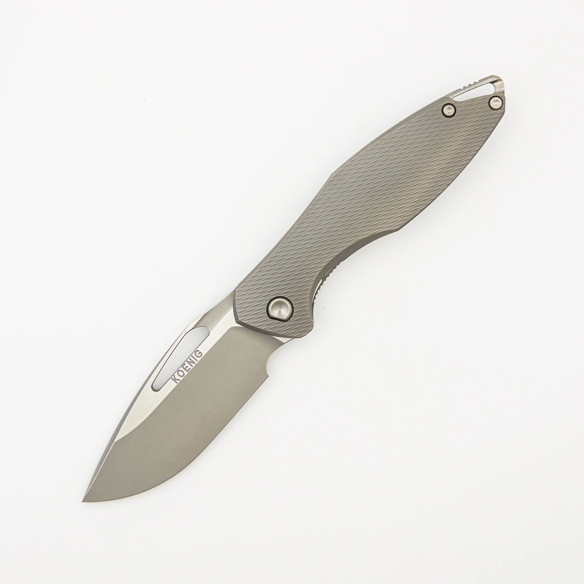 Mini Arius - Non Flipper - Corda Titanium Handle - Silver Hardware - Burnished W/ Polished Flats M390 Blade