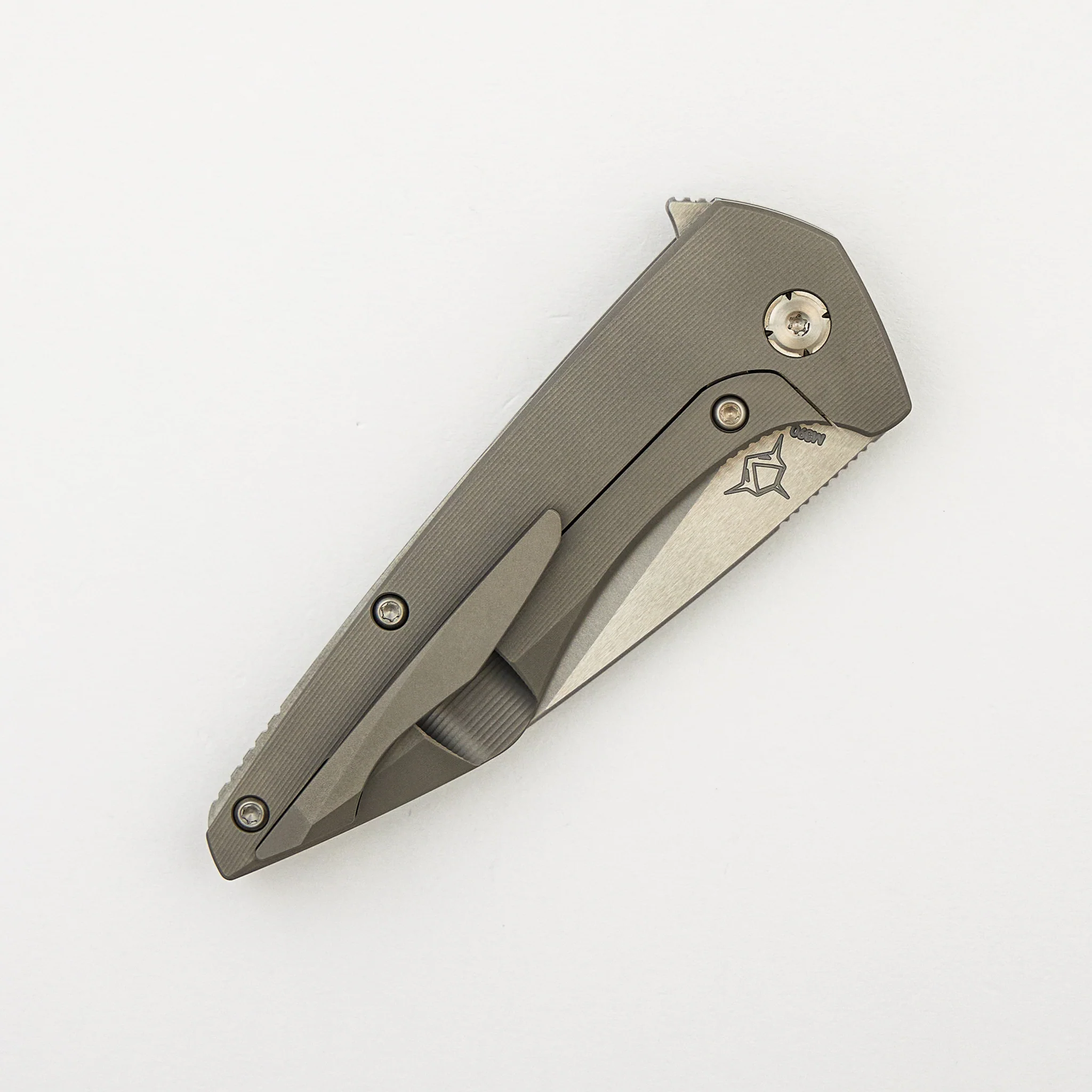 Mini Goblin - Smooth Titanium Handle - Silver Hardware - Burnished w/ Polished Flats M390 Blade - Image 4