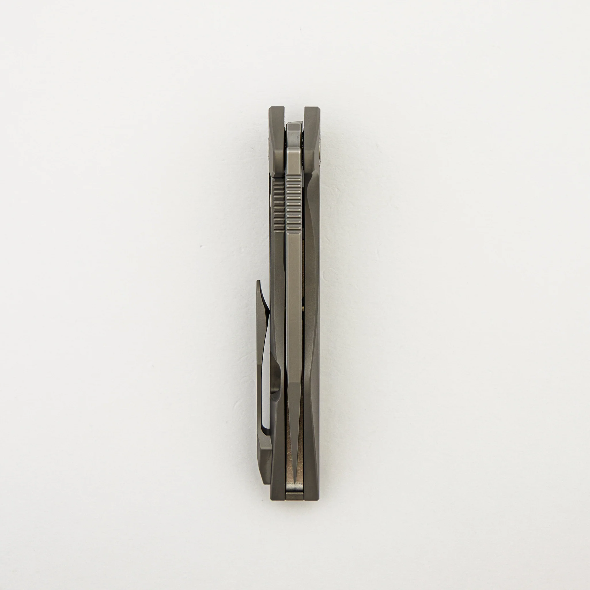 Mini Goblin - Smooth Titanium Handle - Silver Hardware - Burnished w/ Polished Flats M390 Blade - Image 5