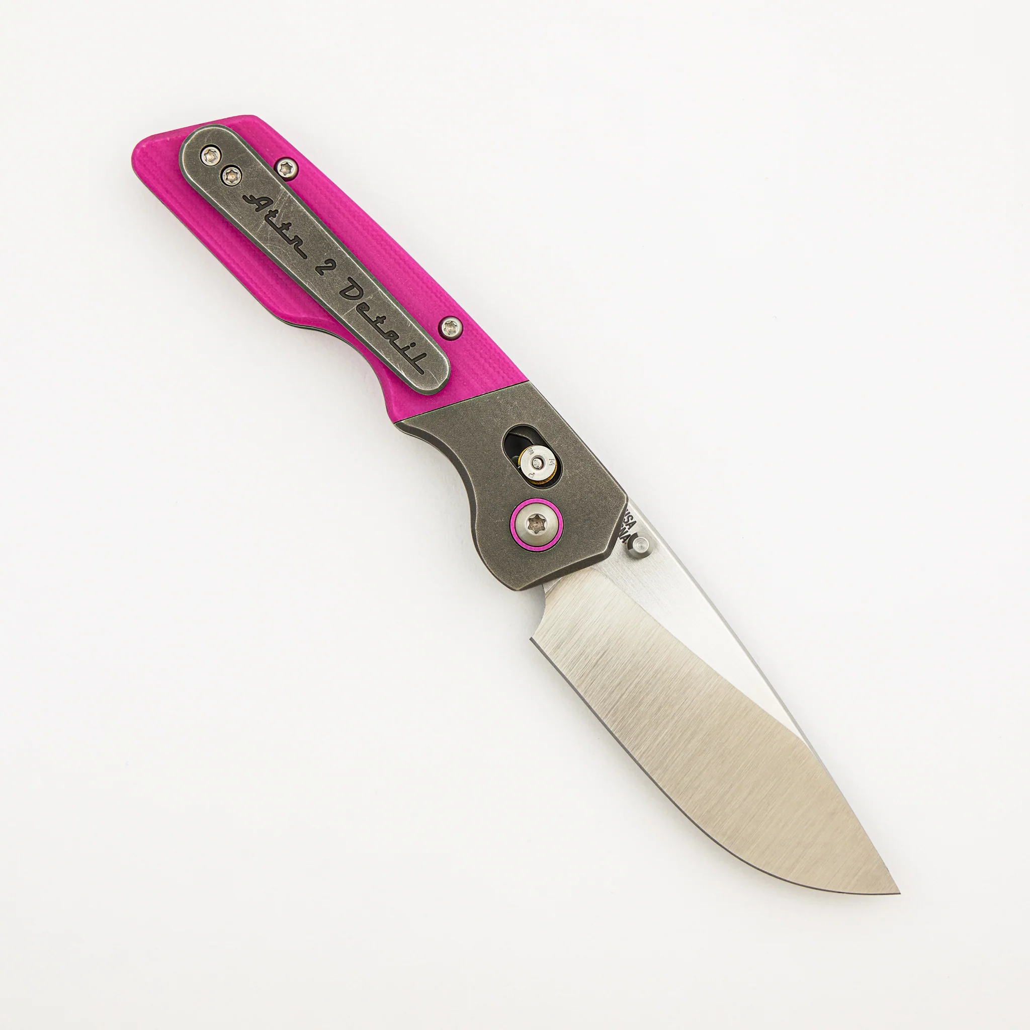 MK 3 - Medium - Barlock - MagnaCut Blade - Pink G10/Titanium Handle - Image 2