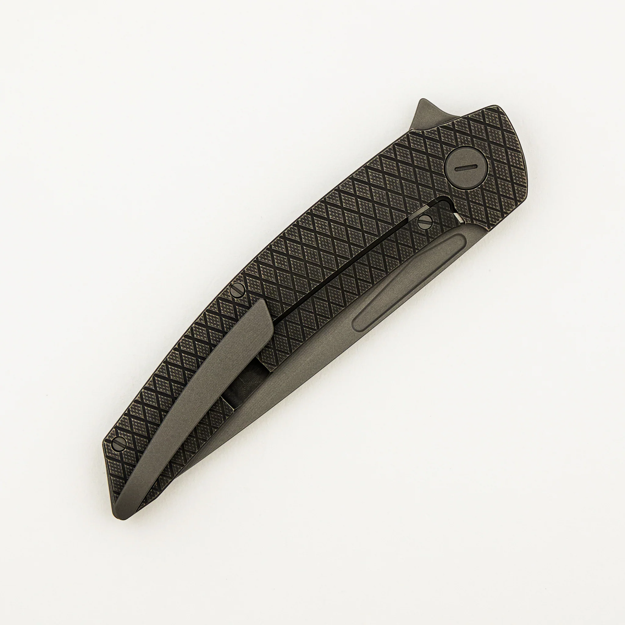 Model T Gen. 2 - Titanium Handle W/ Salmiakki Milling - RWL-34 Blade - Blasted Accents - Image 4