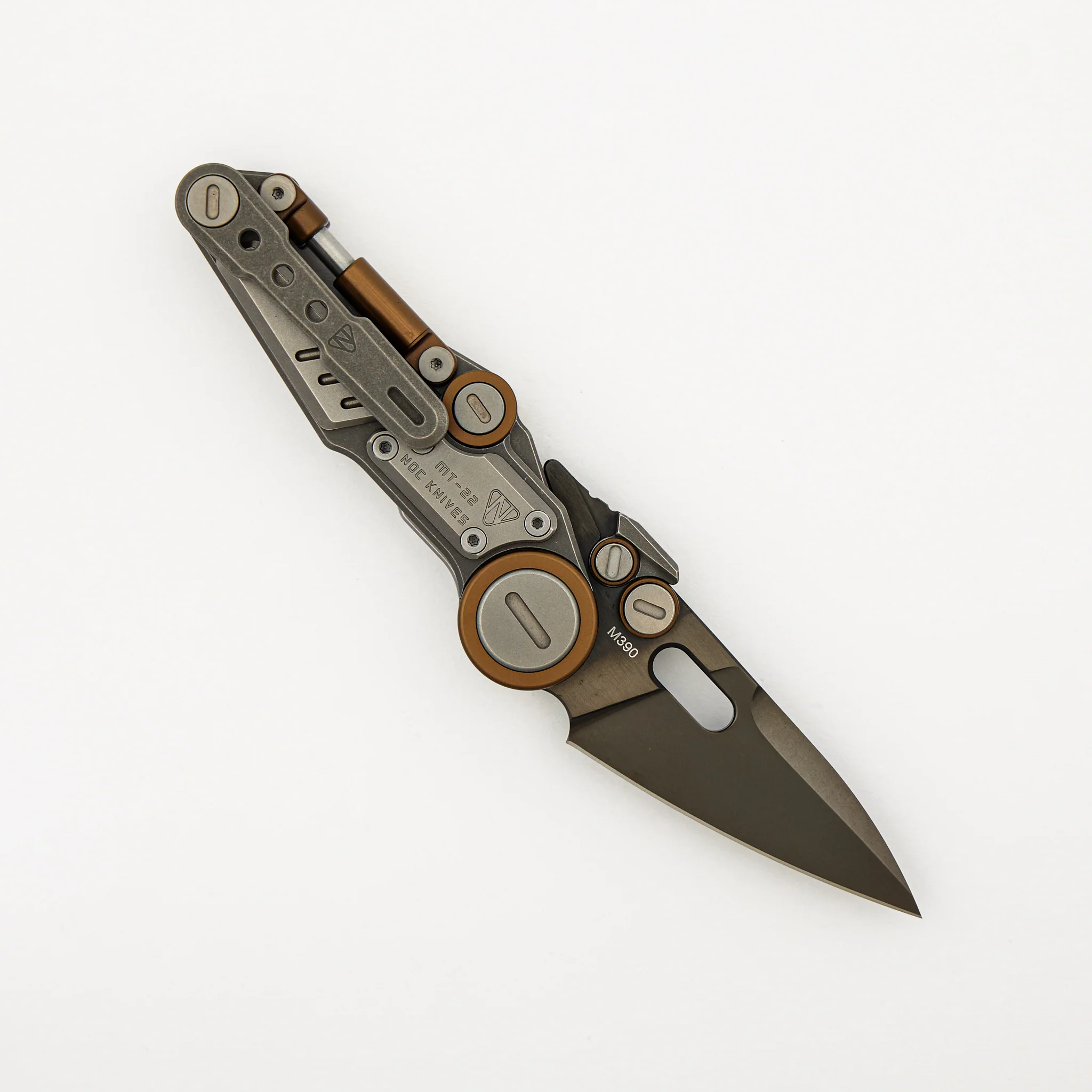 MT-22 Mini S-08 - Stonewash/Bronze Anodized Titanium Handle - Black M390 Blade - Image 2