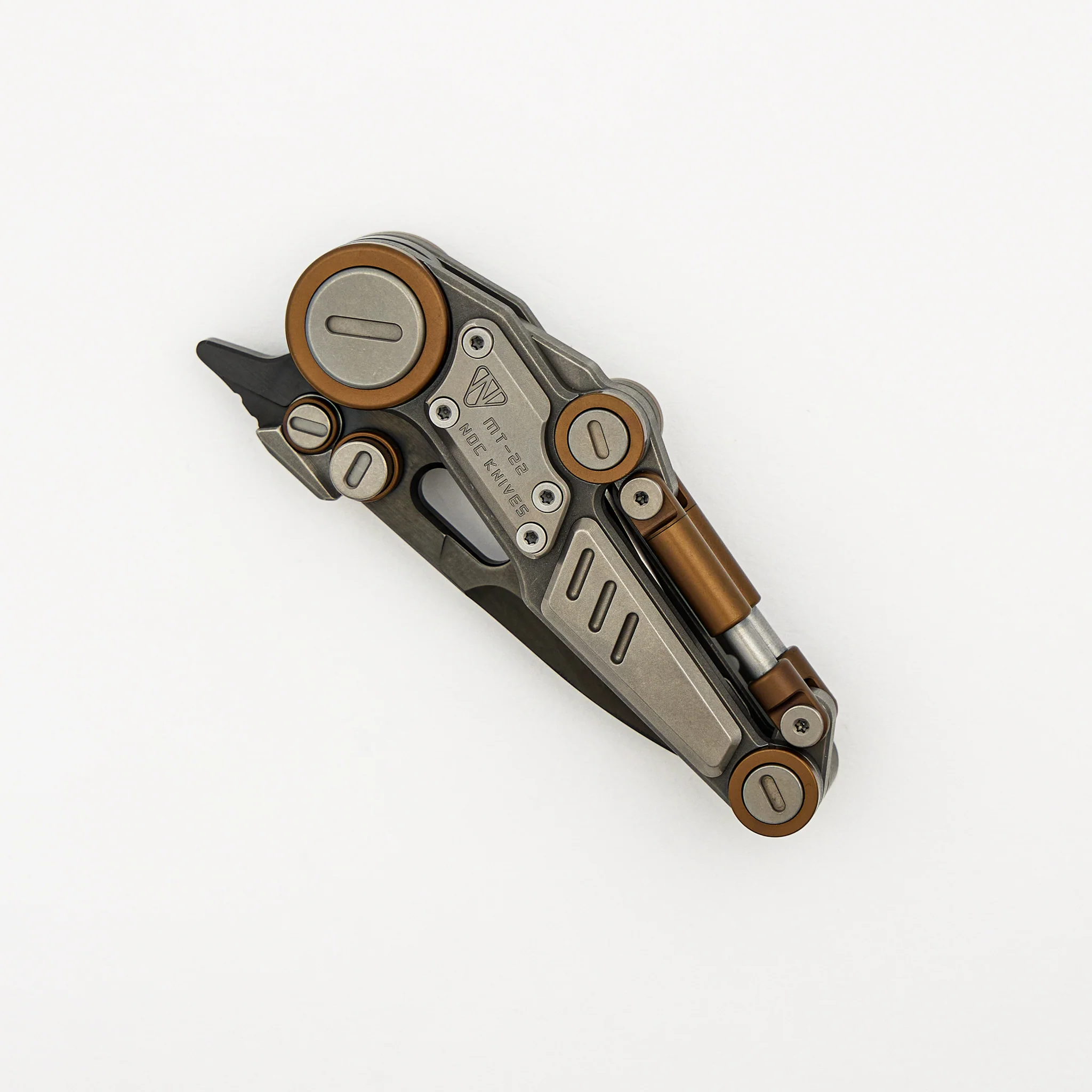 MT-22 Mini S-08 - Stonewash/Bronze Anodized Titanium Handle - Black M390 Blade - Image 3