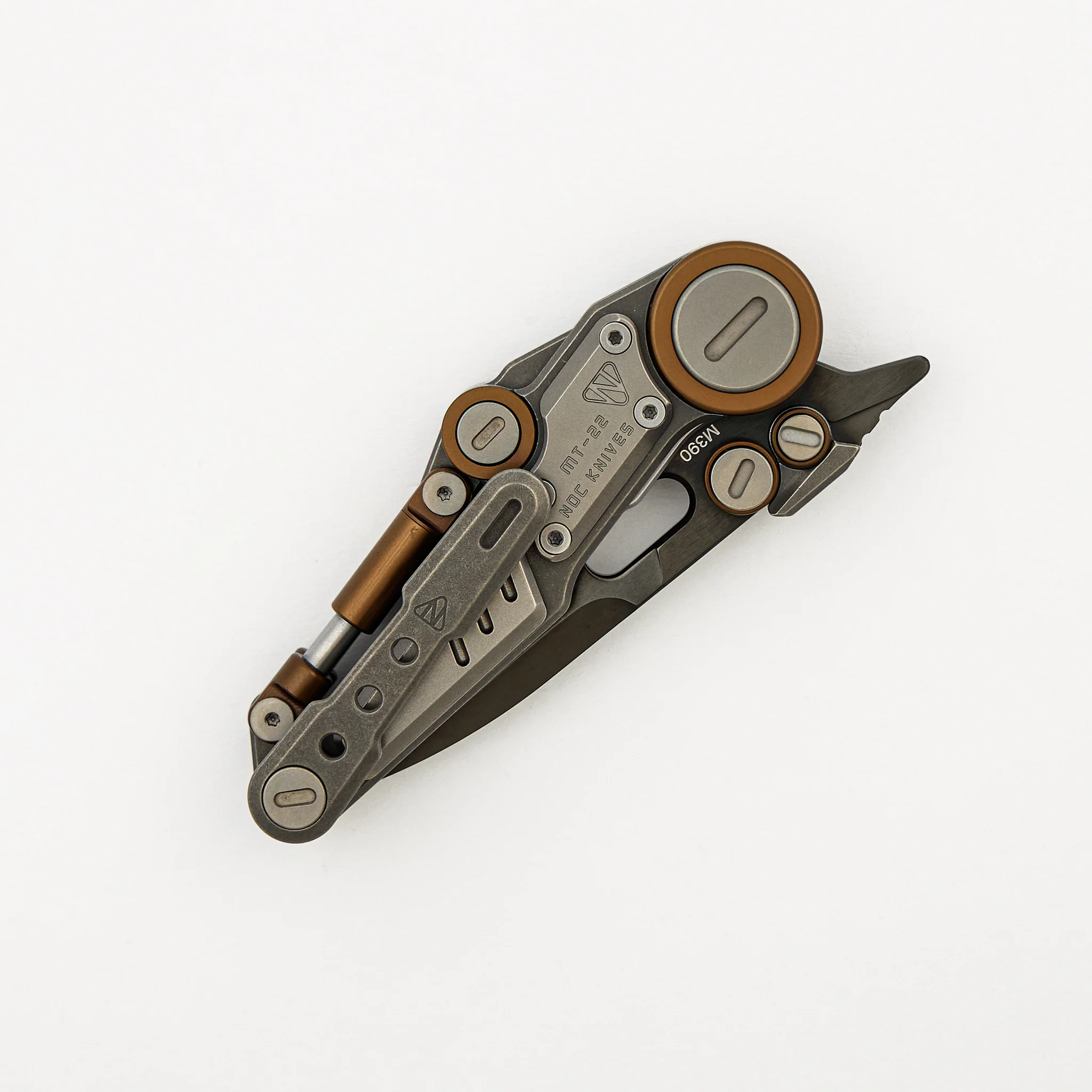 MT-22 Mini S-08 - Stonewash/Bronze Anodized Titanium Handle - Black M390 Blade - Image 4