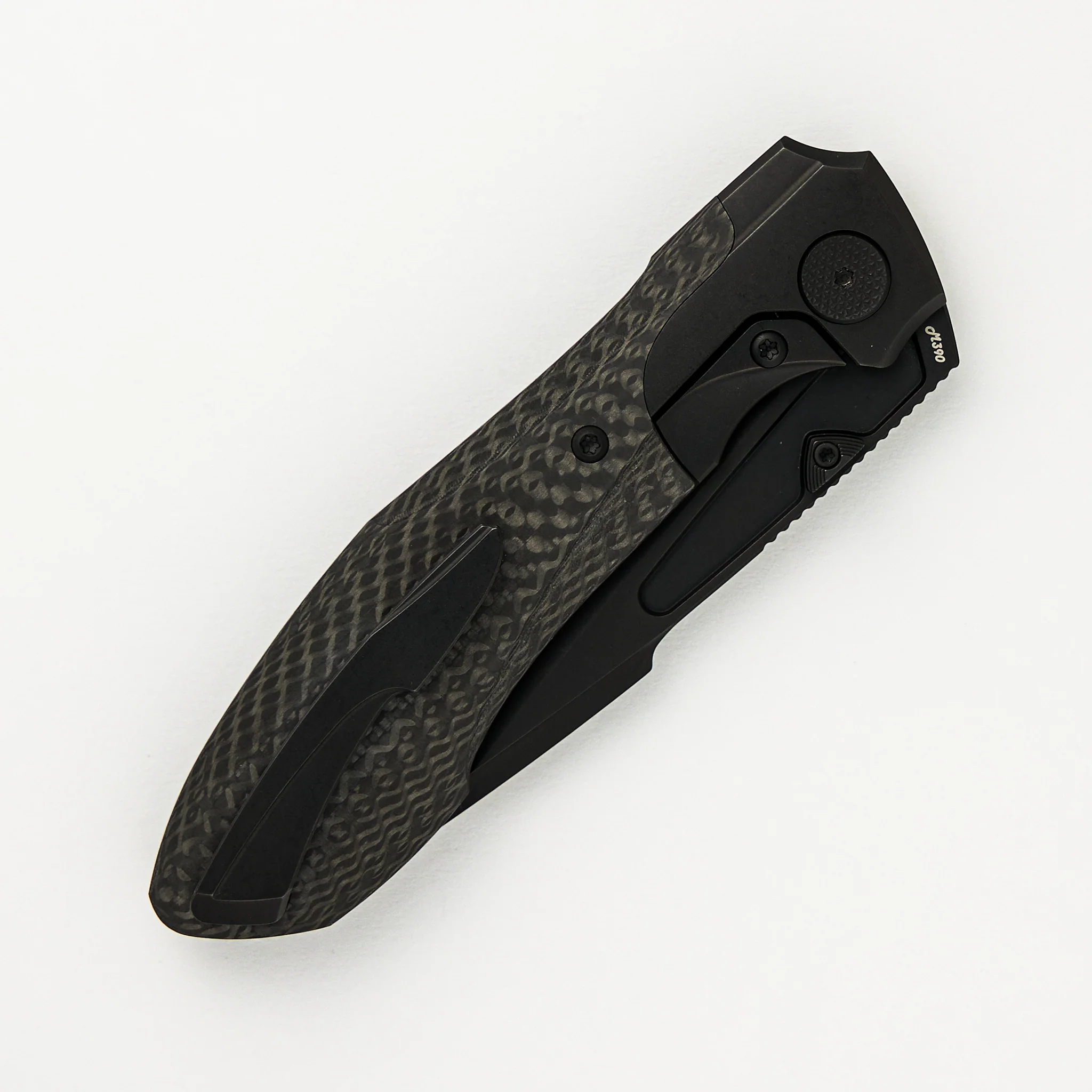 Voodoo - Black PVD/Light Stonewash Ti/Weave Carbon Fiber Handle - Black PVD/Light Stonewash M390 Blade - Image 4