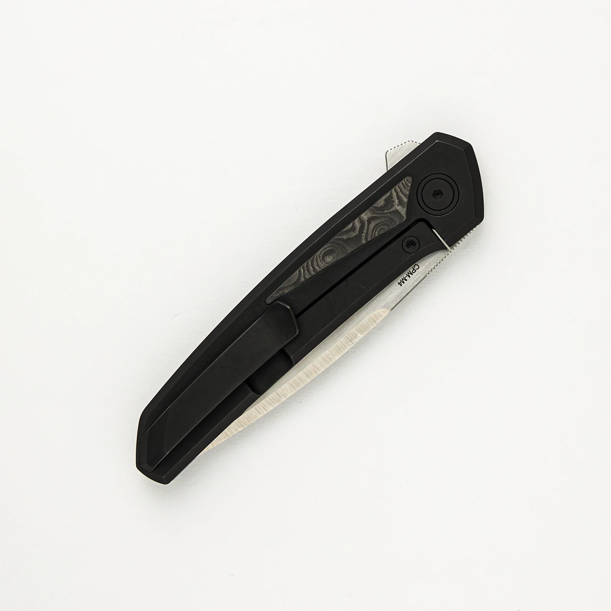 Cobra - Black PVD Titanium Handle W/ Black Dunes Carbon Fiber Inlays - Belt Satin CPM-M4 Blade - Image 4