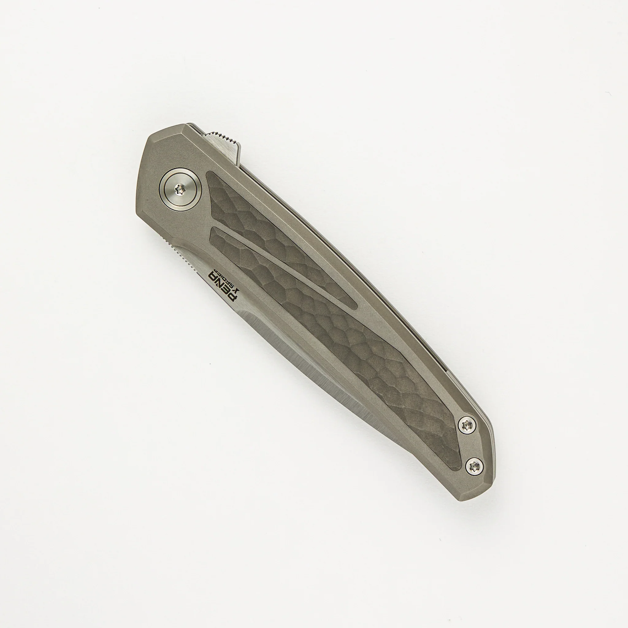 Cobra - Titanium Handle W/ Jigged Dark Bead Blast Titanium Inlays - Belt Satin CPM-M4 Blade - Image 3