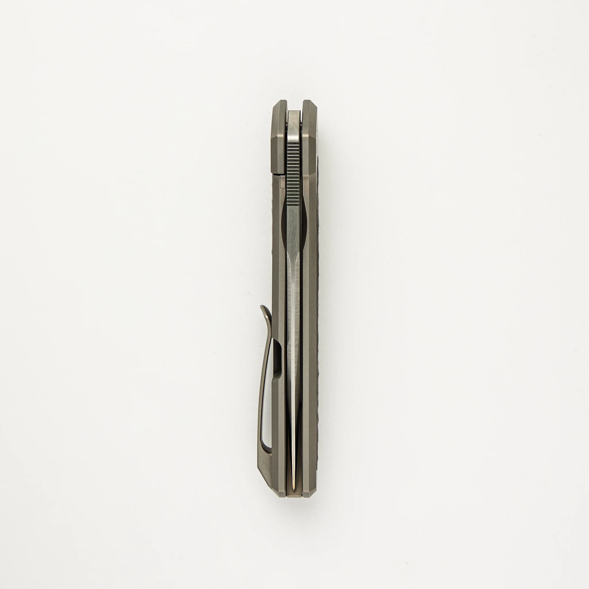 Cobra - Titanium Handle W/ Jigged Dark Bead Blast Titanium Inlays - Belt Satin CPM-M4 Blade - Image 5
