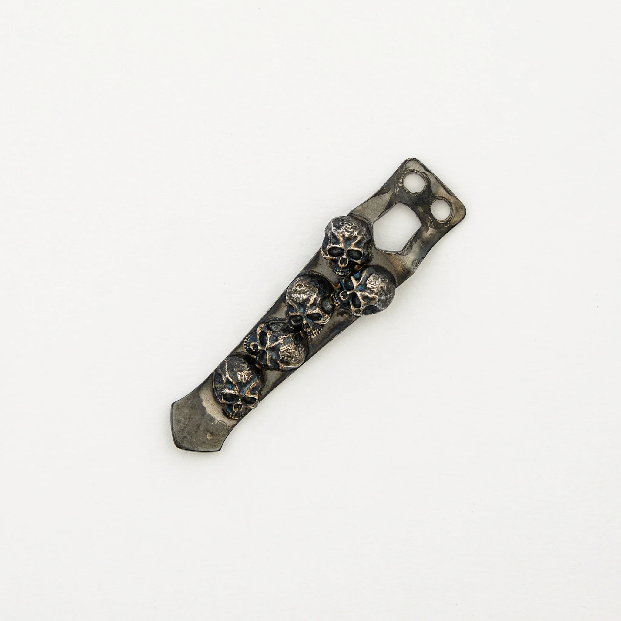 Pile of Skulls Silver 5 Warriors Torch Pocket Clip