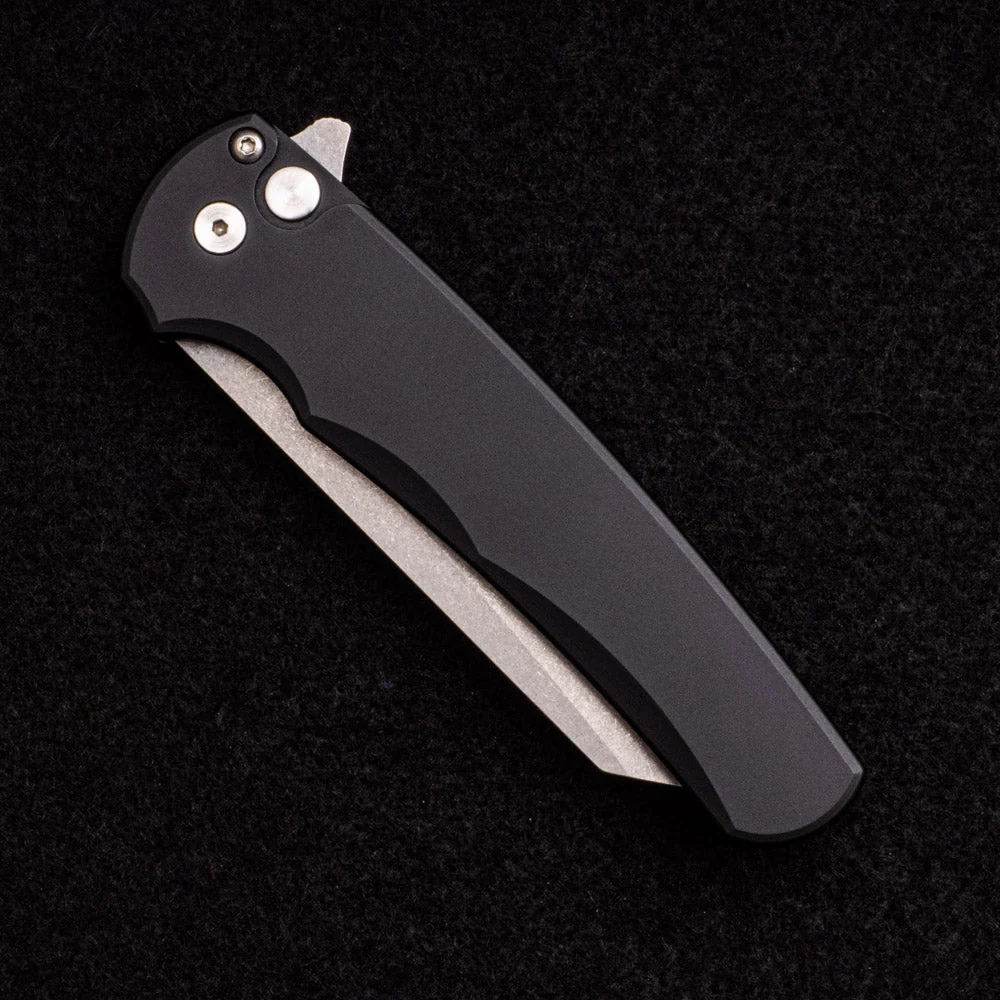 Malibu Flipper – Black Aluminum Handle – Stonewash 20CV Reverse Tanto Blade - Image 4