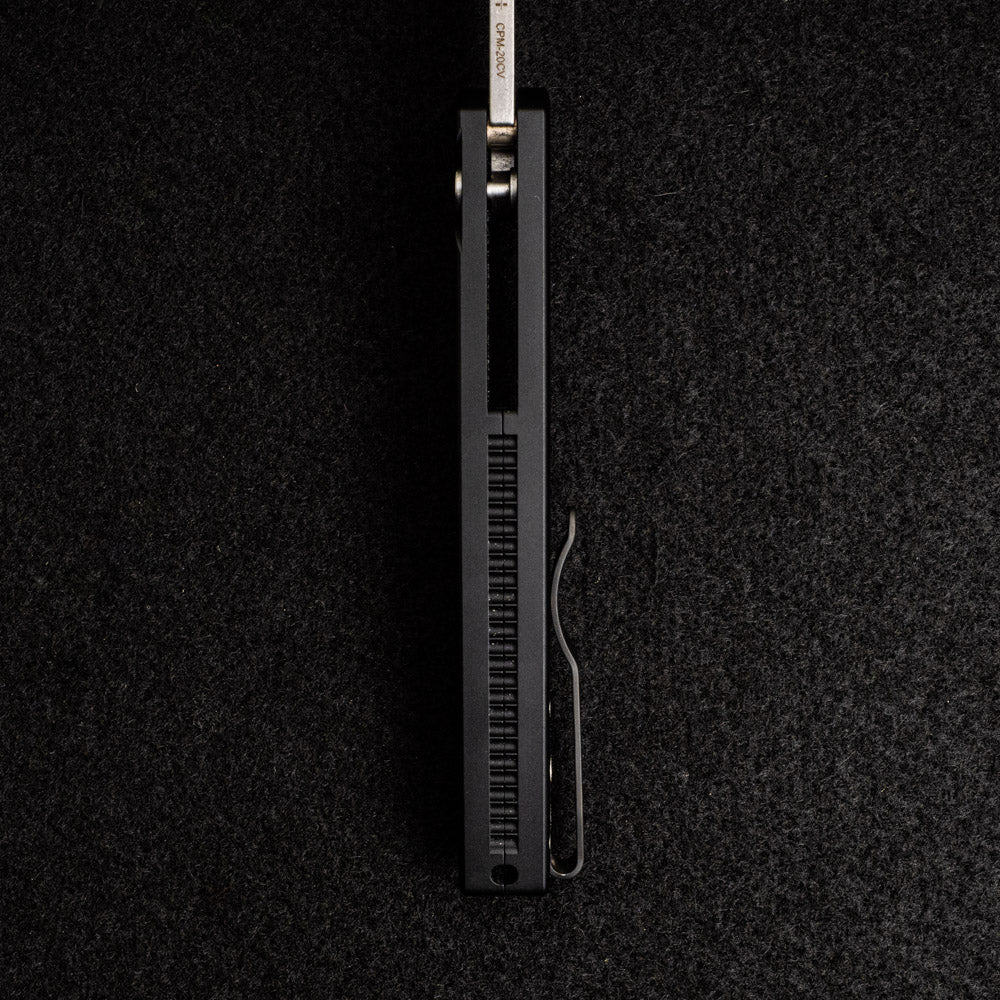 Malibu Flipper – Black Aluminum Handle – Stonewash 20CV Reverse Tanto Blade - Image 8