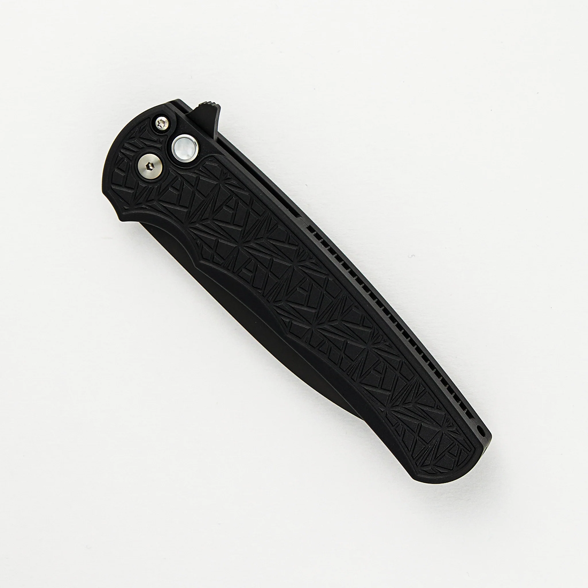 Malibu Flipper - Blade Show ATL 2024 - Black Handle W/ Nexus/Since 1999 Texture, MOP Button, DLC MagnaCut Wharncliffe Blade - Image 3