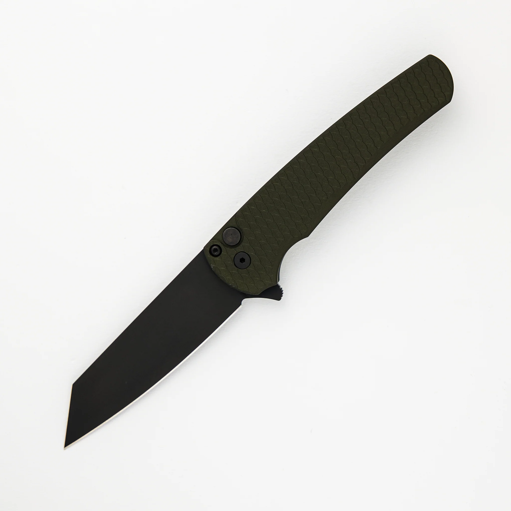 Malibu Flipper - Green Handle With "Dragon Scale" Texture - Black DLC 20CV Reverse Tanto Blade 5236-Green