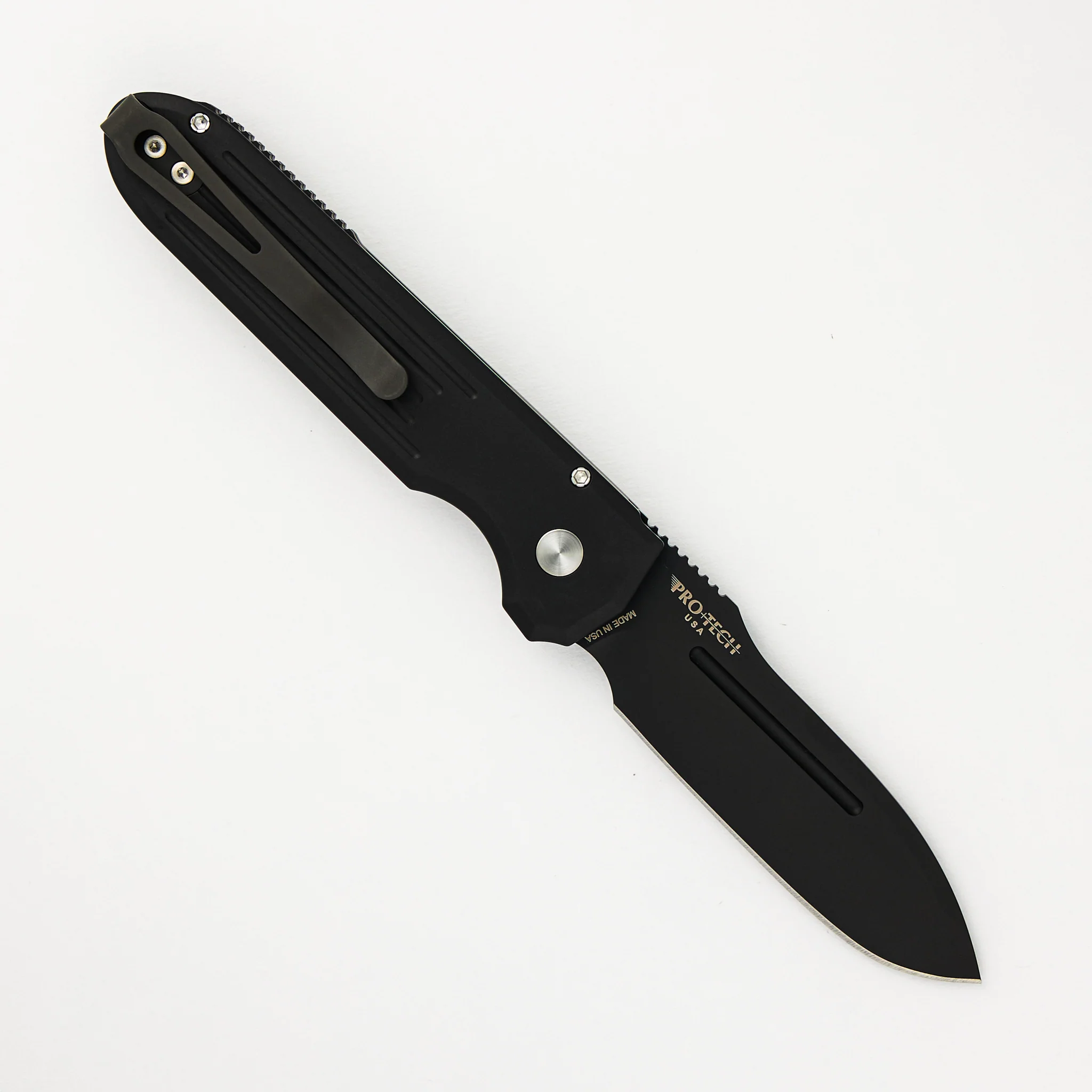PDW Invictus Auto – Black Handle – Red G10 Push Button – CPM Magnacut Black DLC Blade 1805 - Image 2