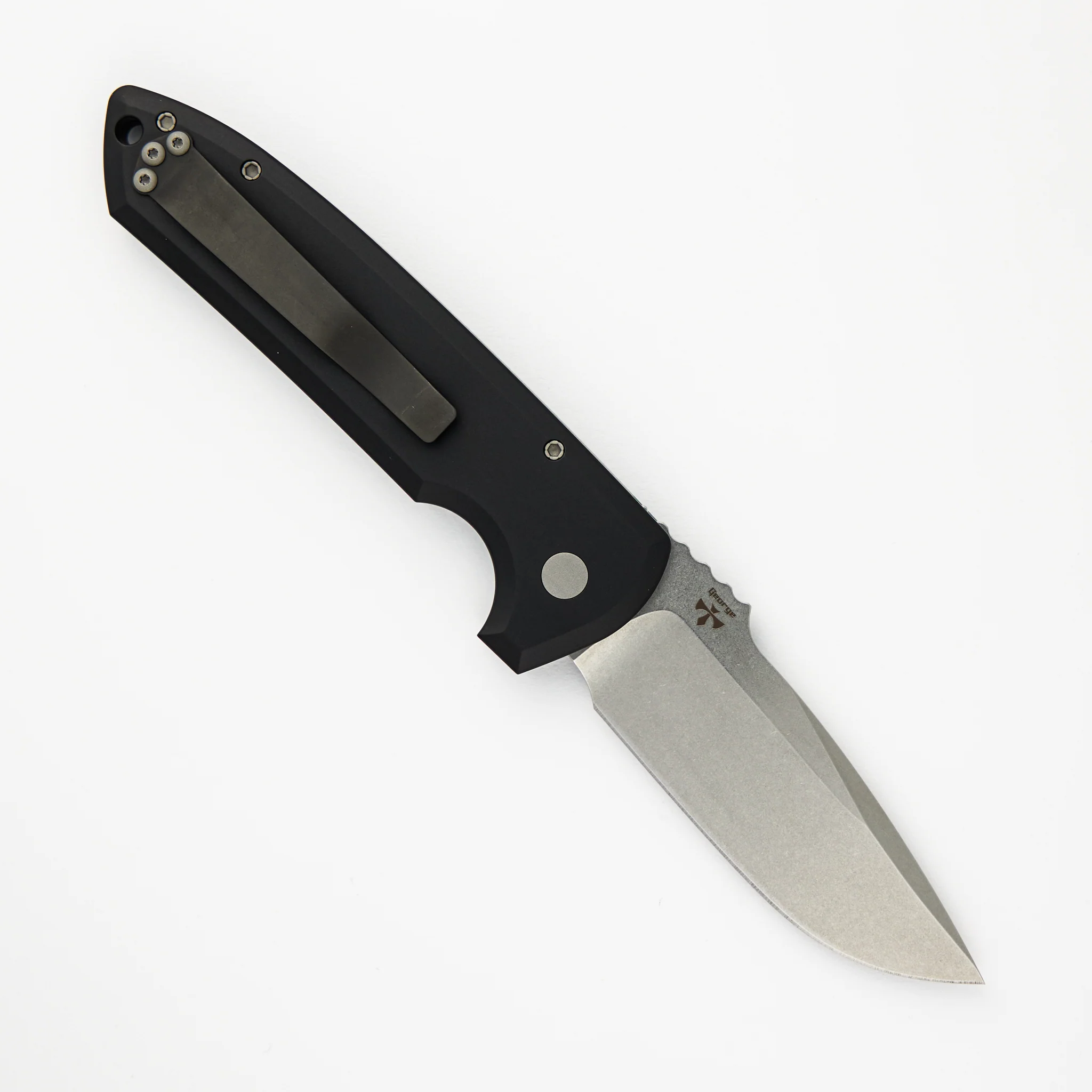 Rockeye Auto – Solid Black Handle – Stonewash CPM-S35VN Blade LG301 - Image 2