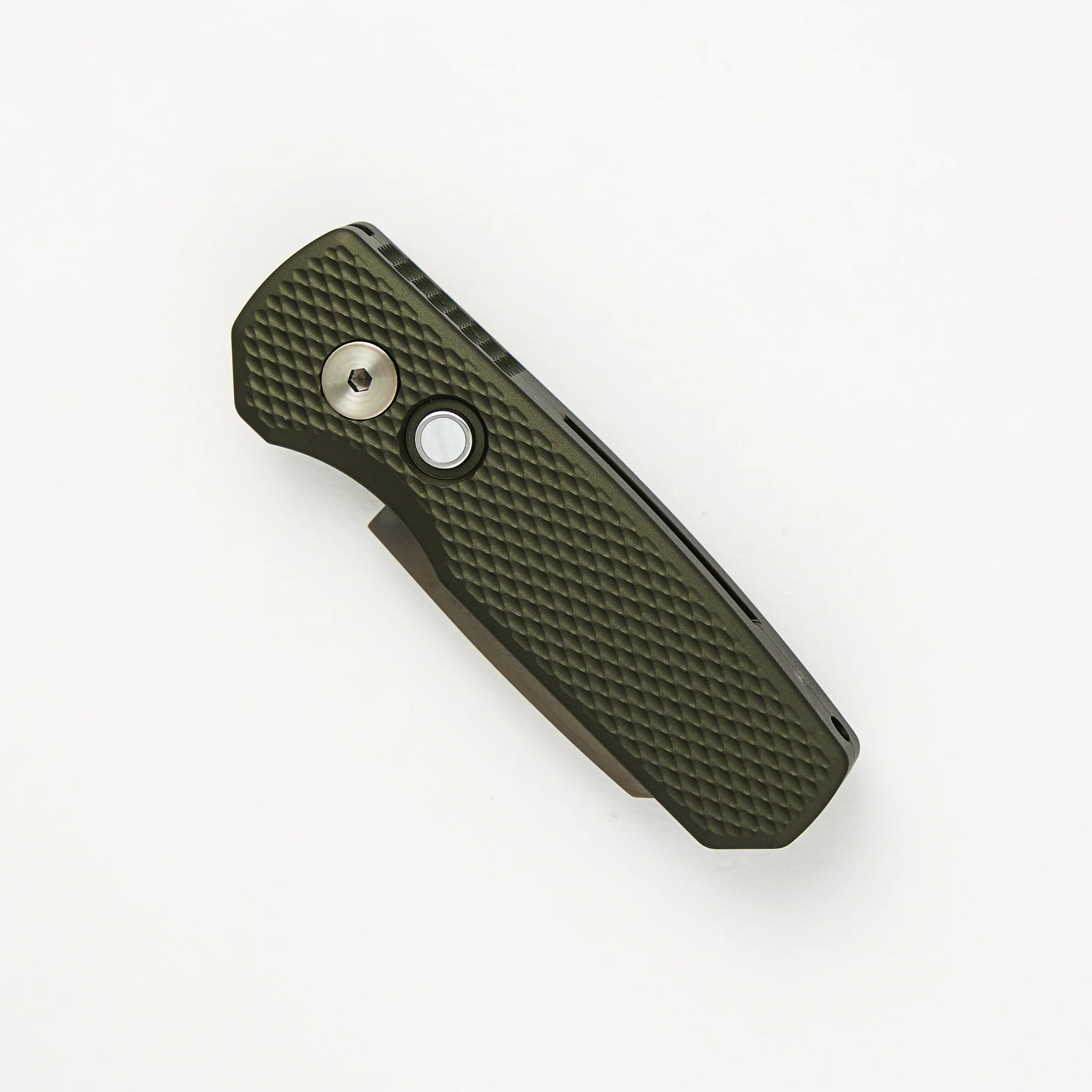Runt 5 – 2024.BLADEWEST.02 - Green Textured Handle - Smokey Gret DLC MagnaCut Reverse Tanto Blade - Image 3