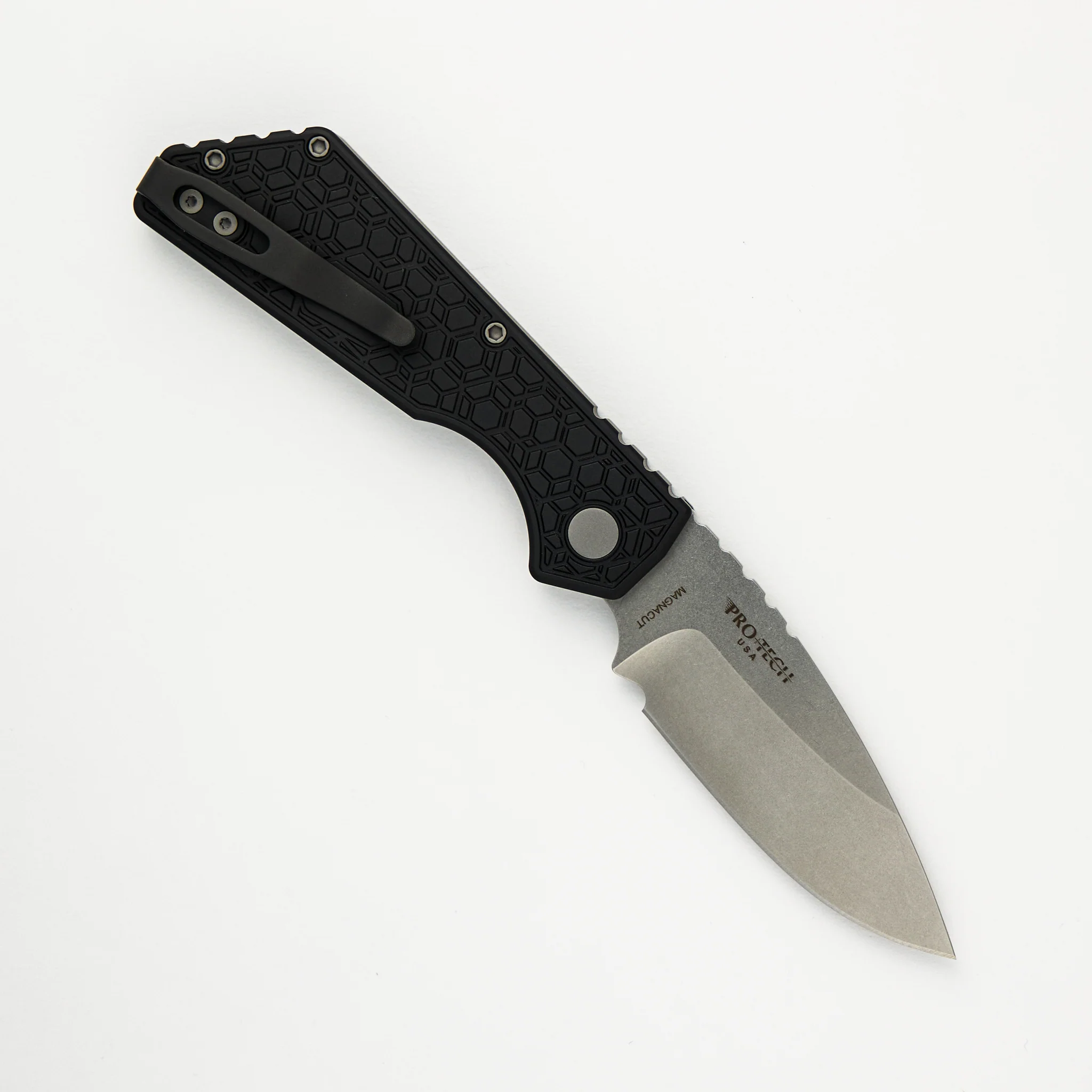 PT+ Auto – Black Gridlock Textured Handle - Stonewash MagnaCut Blade (Strider Design) - Image 2