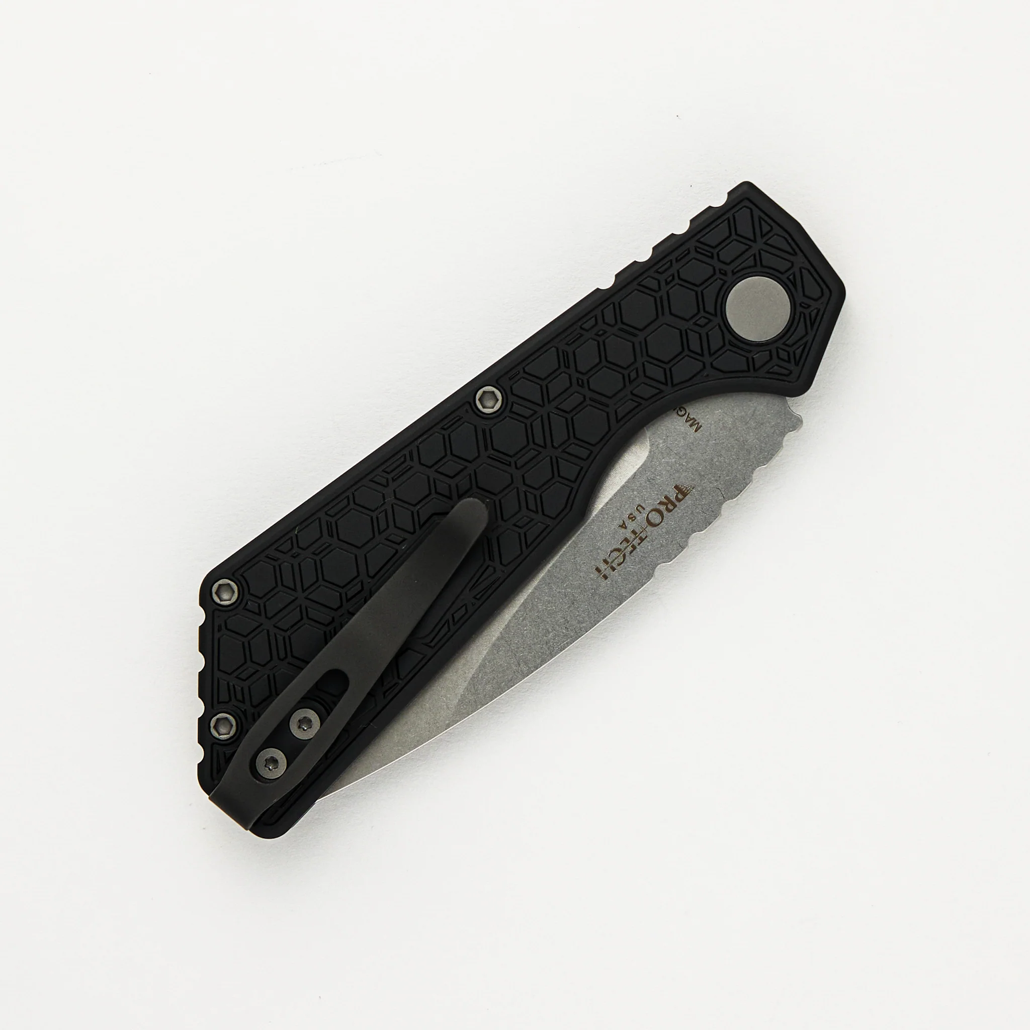 PT+ Auto – Black Gridlock Textured Handle - Stonewash MagnaCut Blade (Strider Design) - Image 4