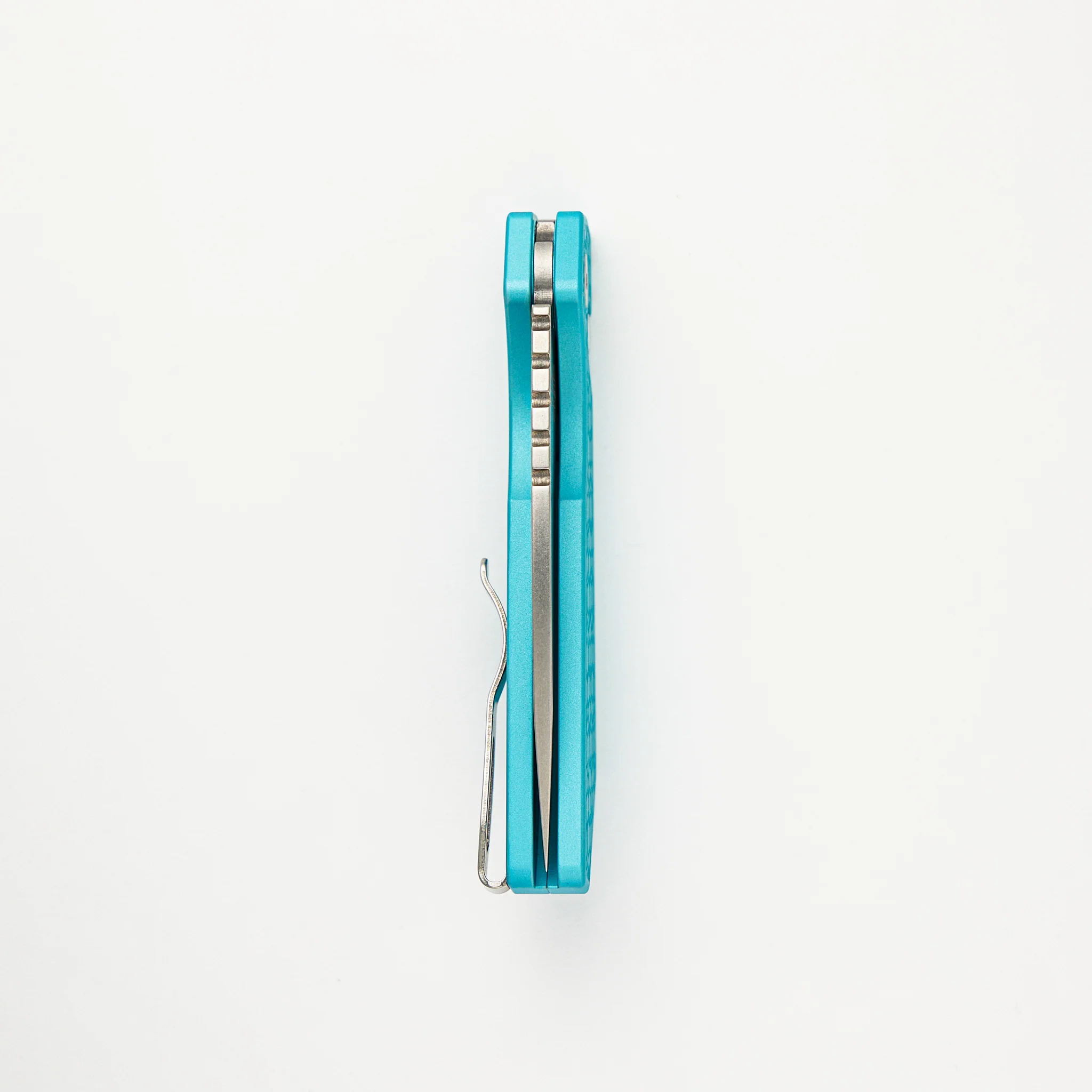 Strider PT Auto – T. Blue Gridlock Textured Handle - Pearl Button - MagnaCut Blade - PT205-Gridlock LTD. - Image 5