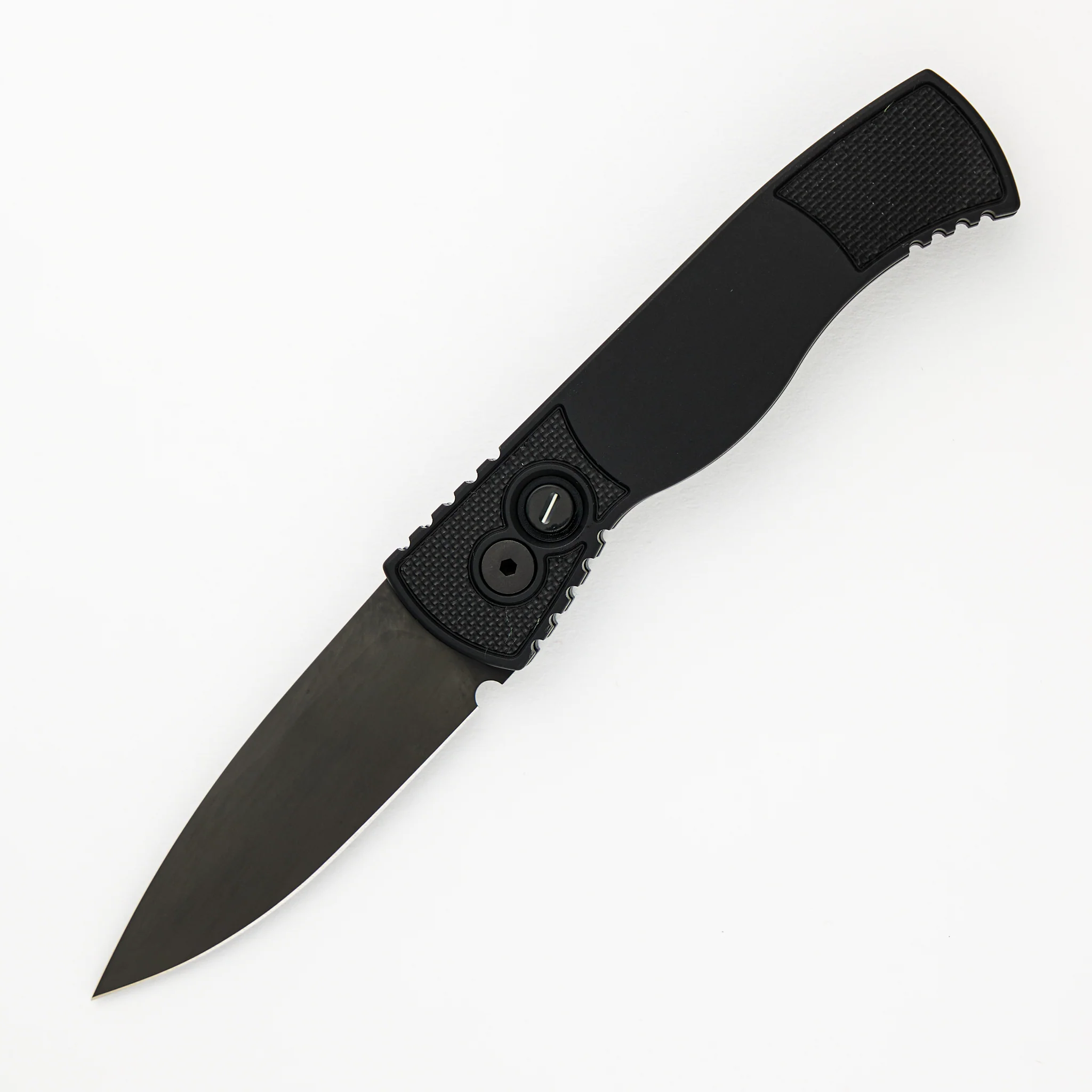 Tactical Response 2 - Black Handle With Textured Corners - Tritium Push Button - Black MagnaCut Blade T203-OPERATOR