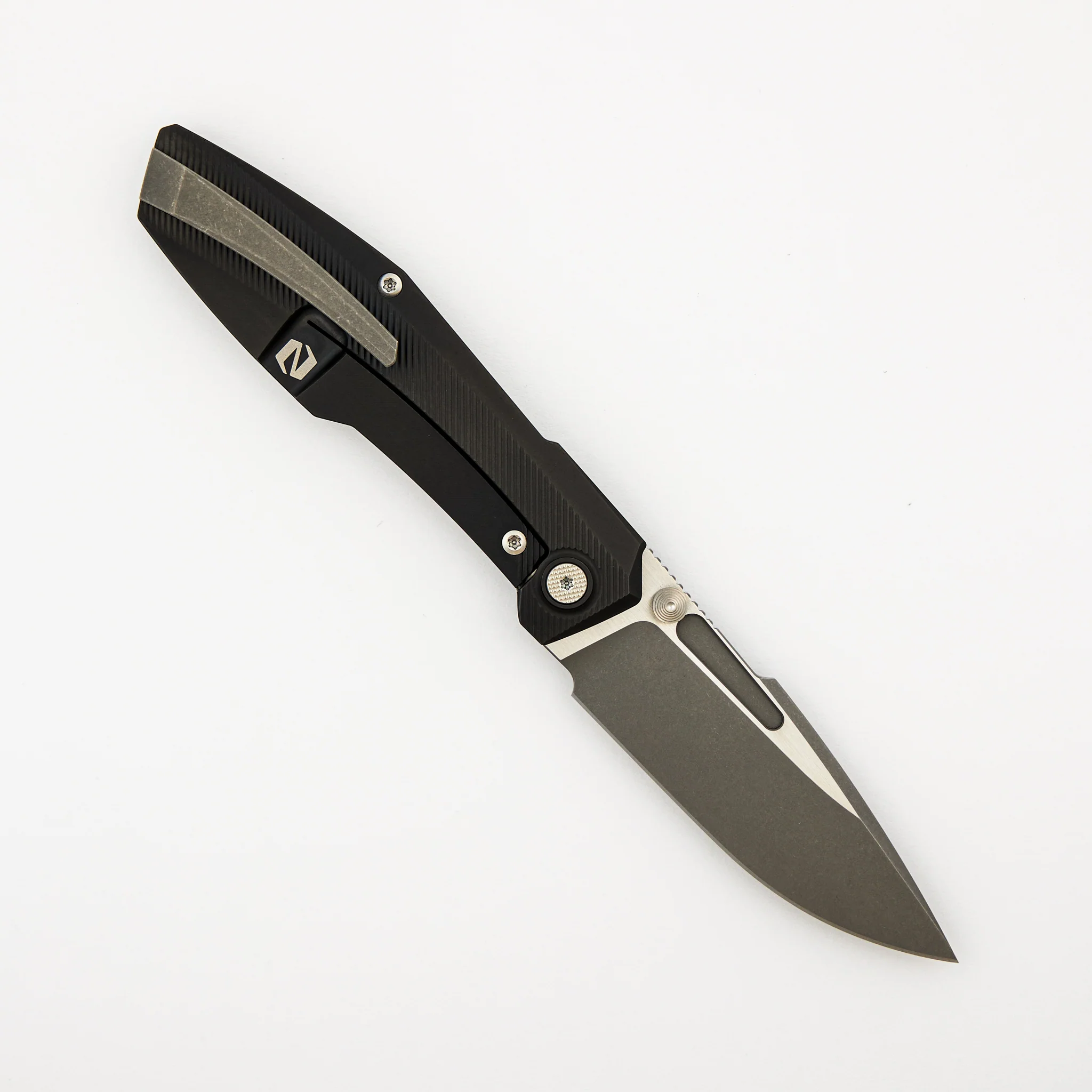 Raiden R2 - Milled Lines Titanium Black PVD Handle - Dark Stonewash W/ Satin Flats MagnaCut Blade - Image 2