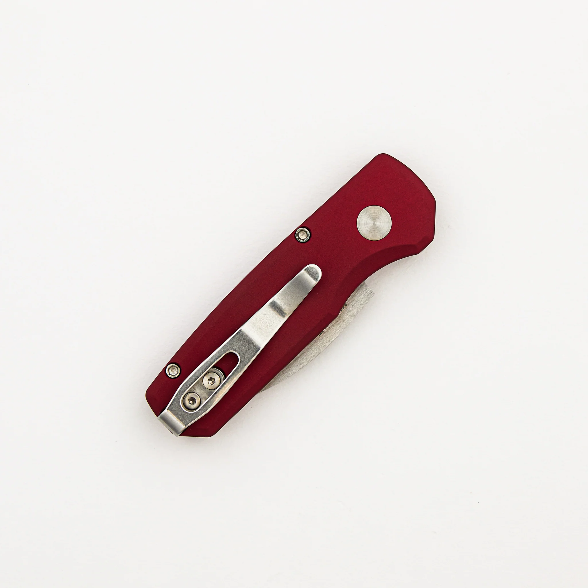 Runt 5 - R5300-LTD Red - Smooth Red Handle - Machine Satin MagnaCut Wharncliffe Blade - Pearl Button - Image 4