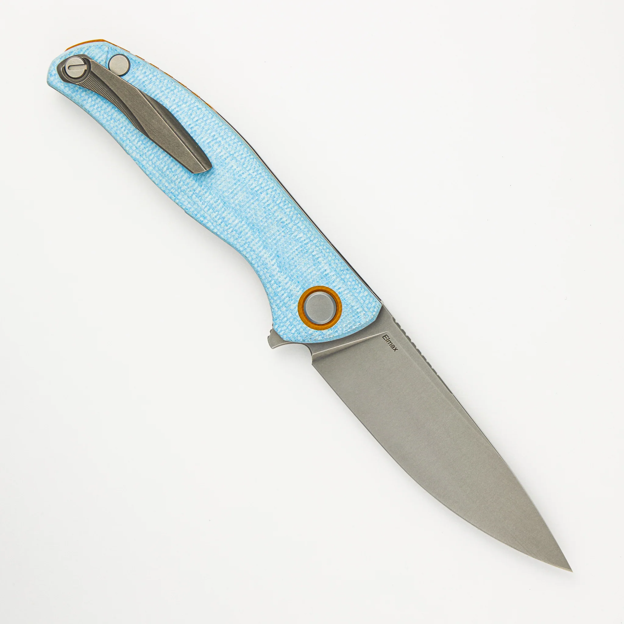 F3 - Elmax Blade - Blue Micarta W/ Orange G10 Accents - MRBS - Image 2
