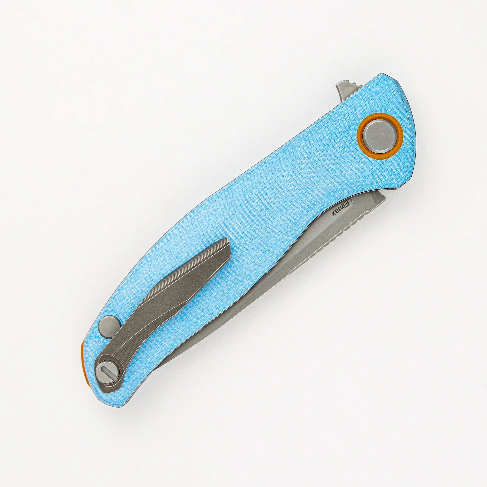 F3 - Elmax Blade - Blue Micarta W/ Orange G10 Accents - MRBS - Image 4