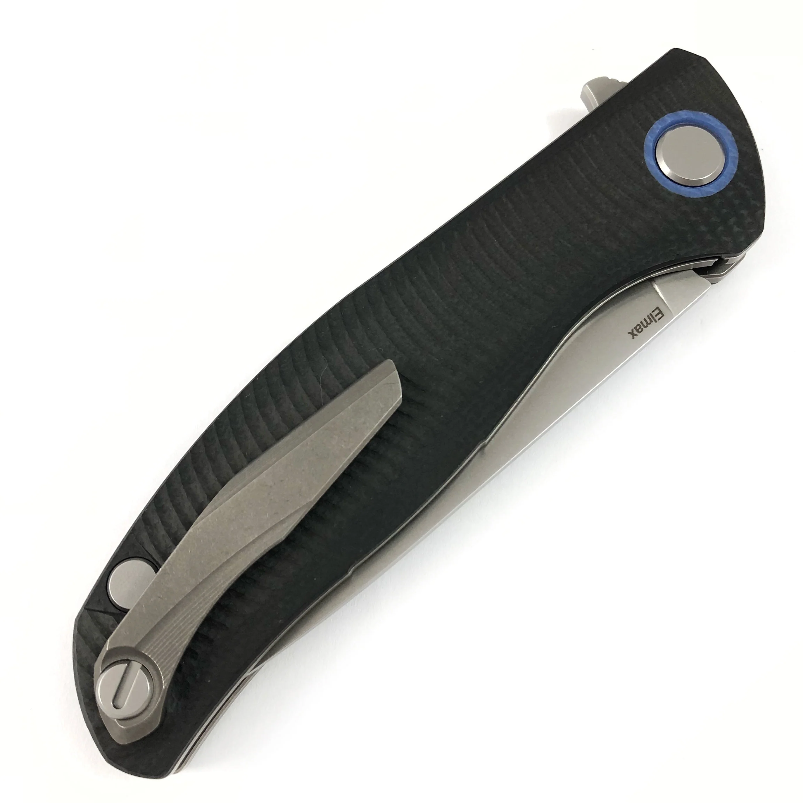 F3 - ELMAX full flat grind blade - black g10 handle w- blue accents- SRB - Image 4