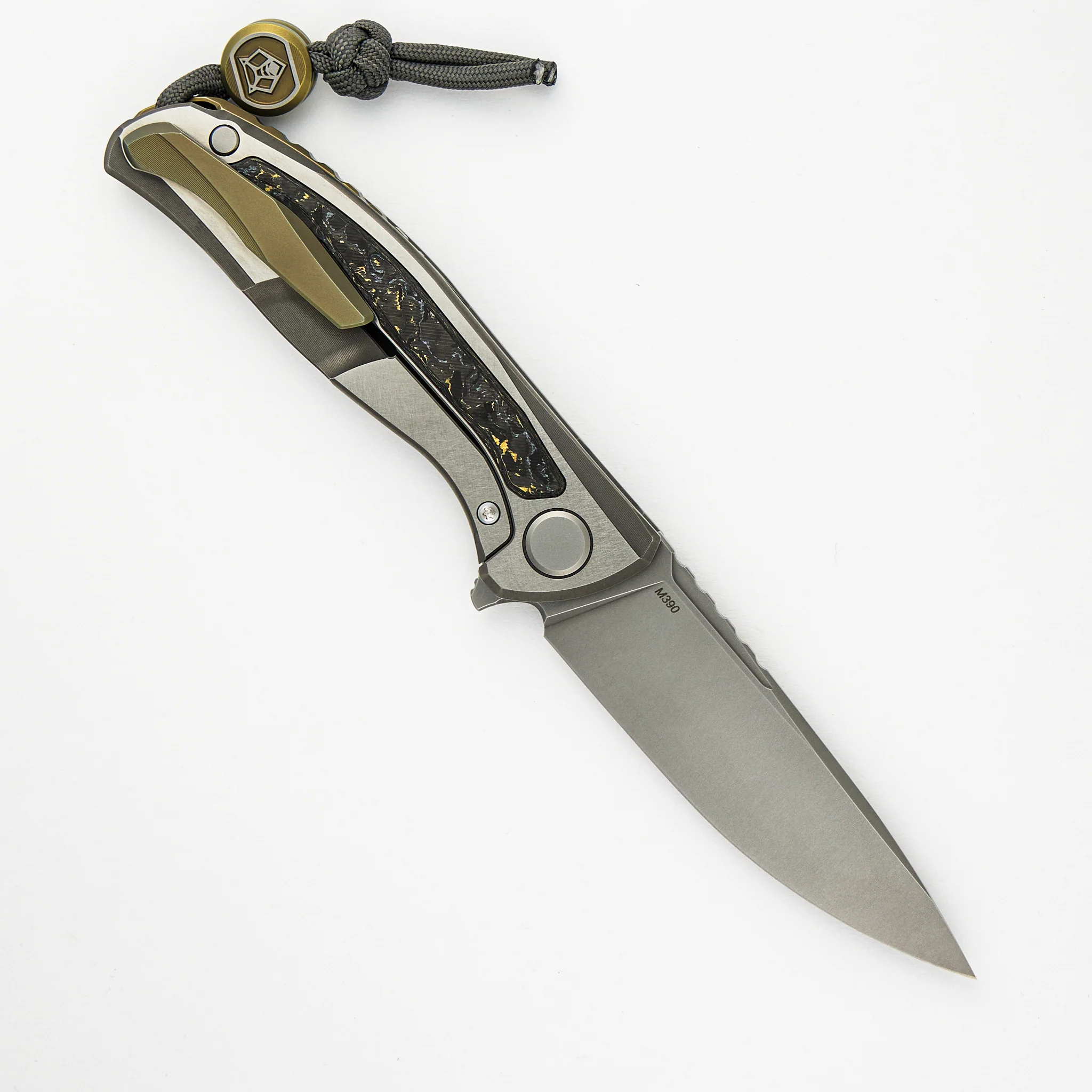 F95NL Gen. 5 - Blade Show Exclusive 2024 - M390 Blade - Titanium Handle - Golden Spark TechnoCarbo Inlays - MRBS - Completed - Image 2