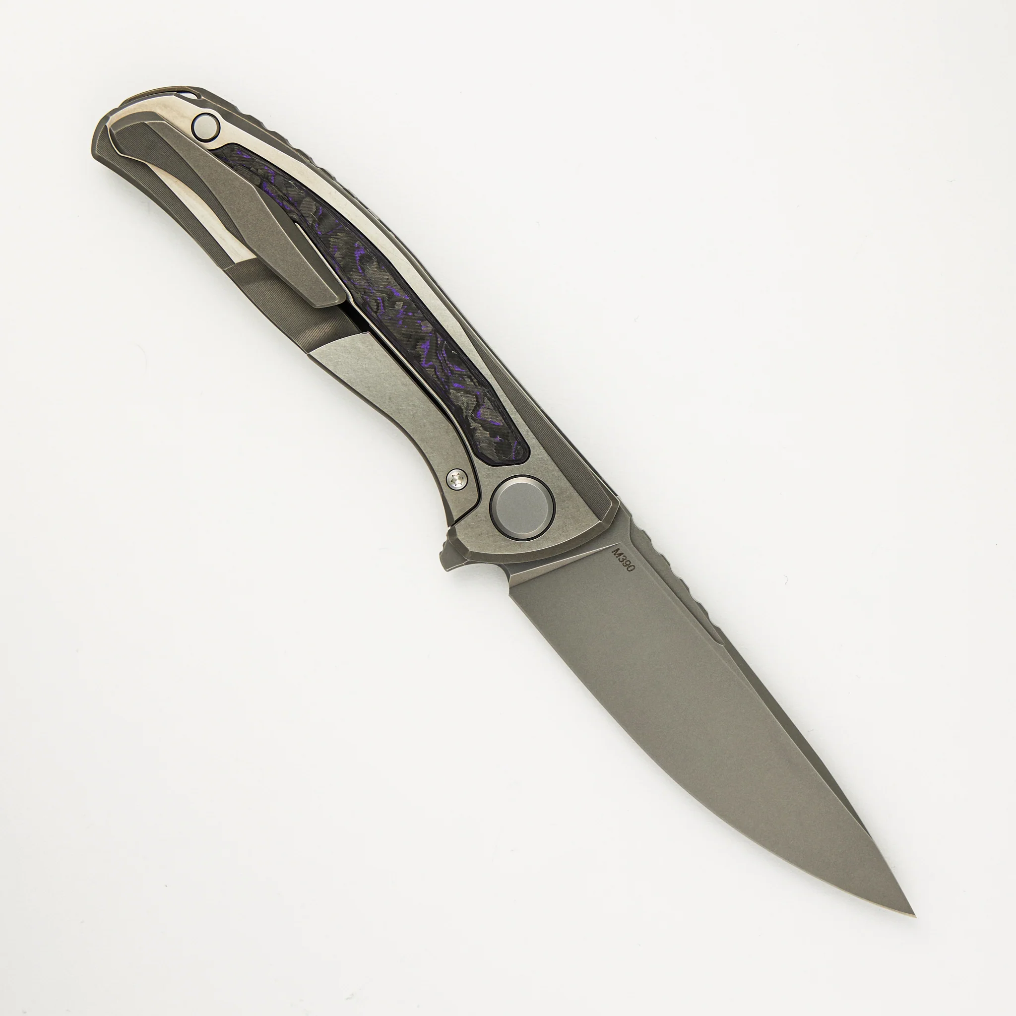 F95NL Gen. 5 - M390 Blade - Titanium Handle - Purple TechnoCarbo Inlays - MRBS - Image 2