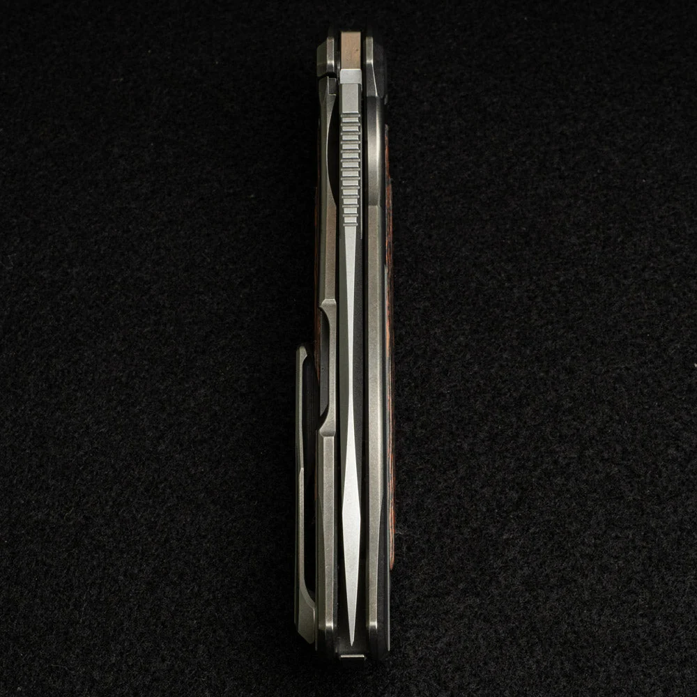 F95R NL - M390 BLADE - STONEWASHED TITANIUM HANDLE W- "MARS VALLEY" CARBON FIBER INLAY- MRBS - Image 6