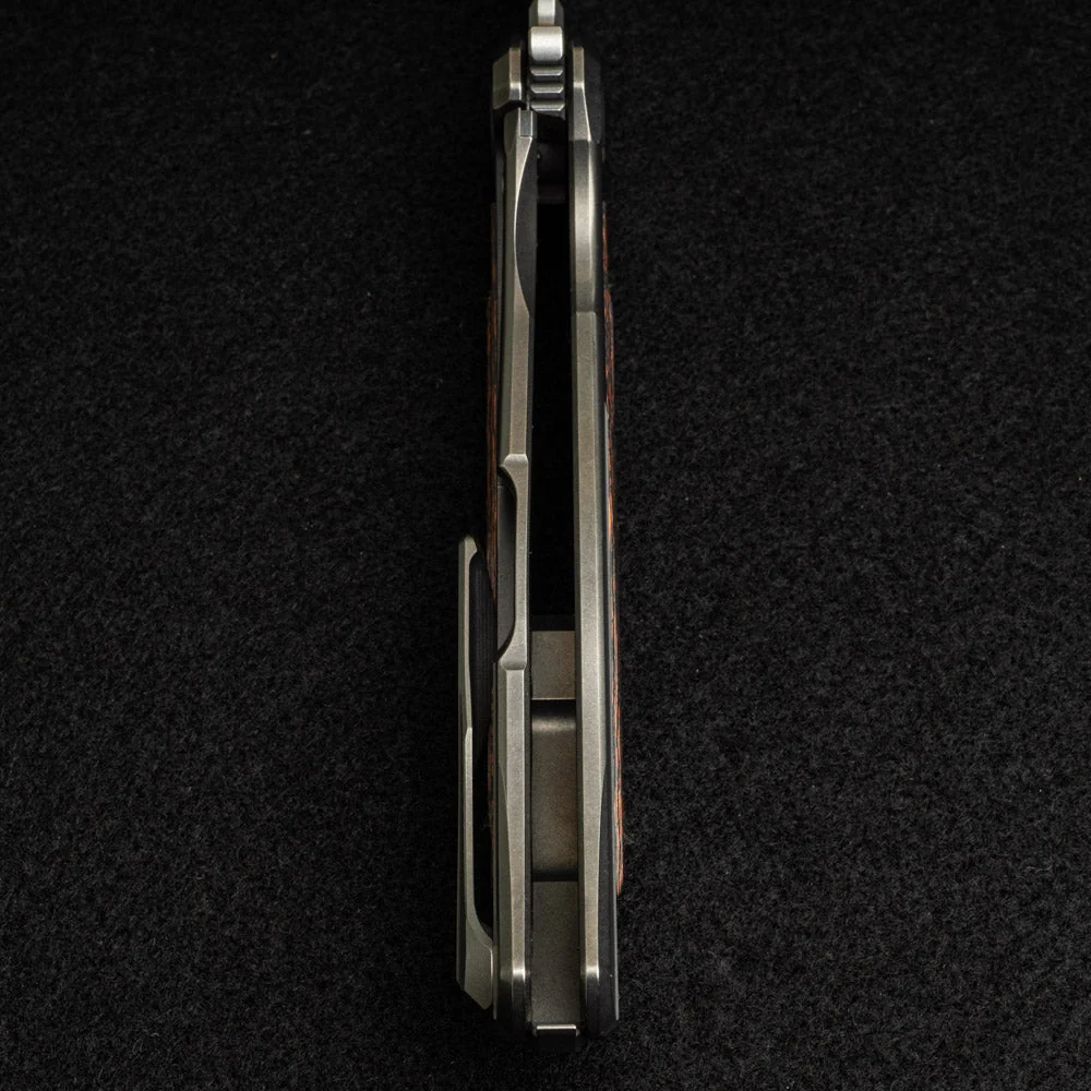 F95R NL - M390 BLADE - STONEWASHED TITANIUM HANDLE W- "MARS VALLEY" CARBON FIBER INLAY- MRBS - Image 7