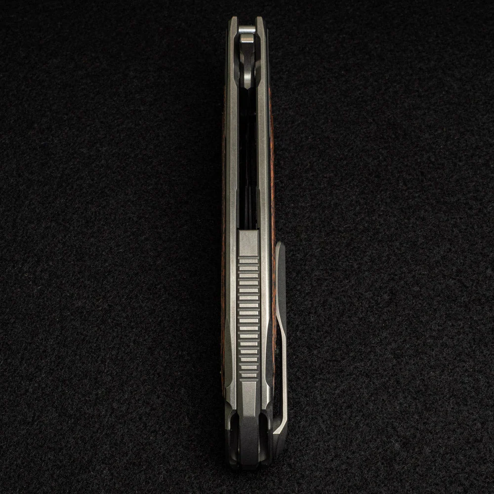 F95R NL - M390 BLADE - STONEWASHED TITANIUM HANDLE W- "MARS VALLEY" CARBON FIBER INLAY- MRBS - Image 8