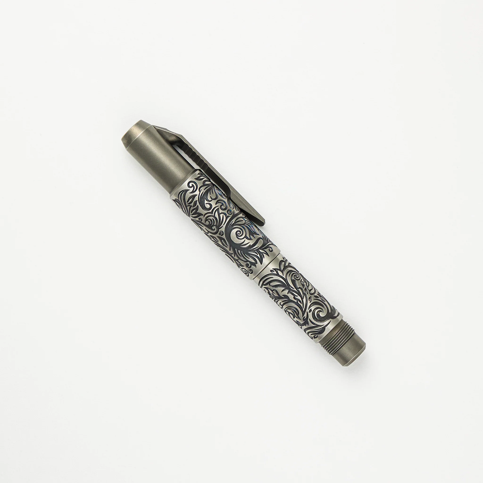 Shirogorov Knives / Ti2 Design Titanium Tool Pen - "Scroll" Engraved - Completed - Image 3
