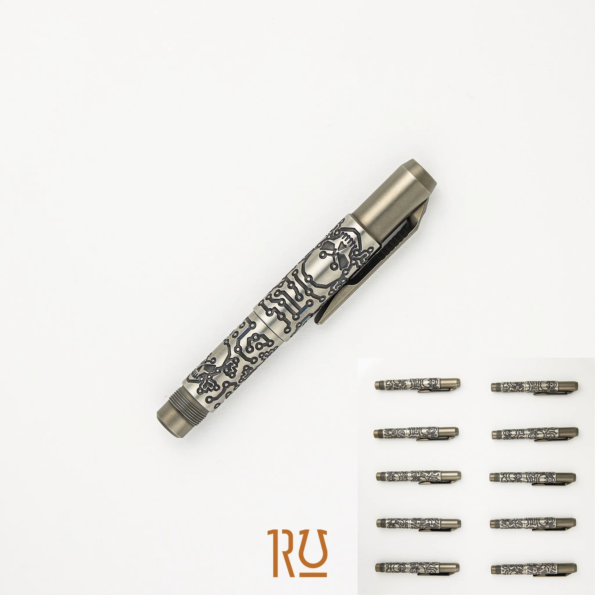 Shirogorov Knives / Ti2 Design Titanium Tool Pen - "Tech Pirate" Engraved - Completed